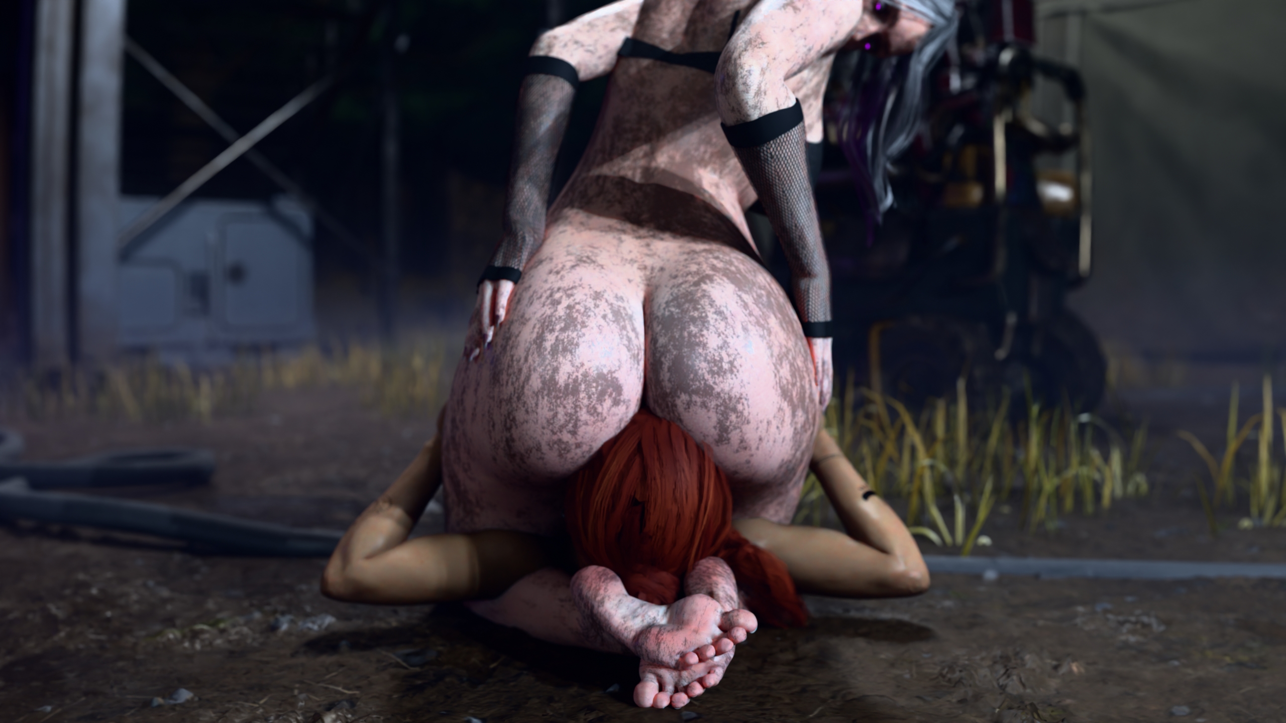 2025, 2girls, 3d, ass, big ass, dbd, dead by daylight, dirt, dirty, dirty ass, facesitting, female, female on female, femdom, femsub, lezdom, light skin, light-skinned female, mikaela reid, mrm00n, naked, naked female, nude, orange hair, red hair, sable ward, tattoo, white hair, yuri