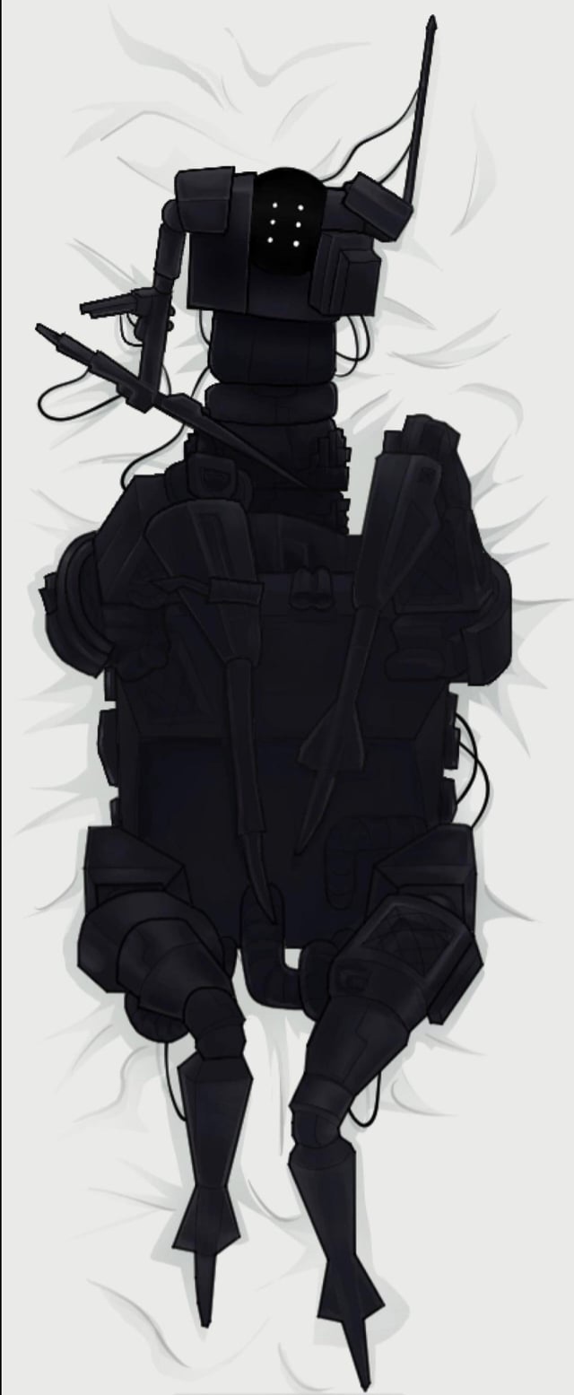 ?, 1000-thr earthmover, 1robot, black body, body pillow, dakimakura, earthmover (ultrakill), machine, robot, six eyes, ultrakill, unknown source
