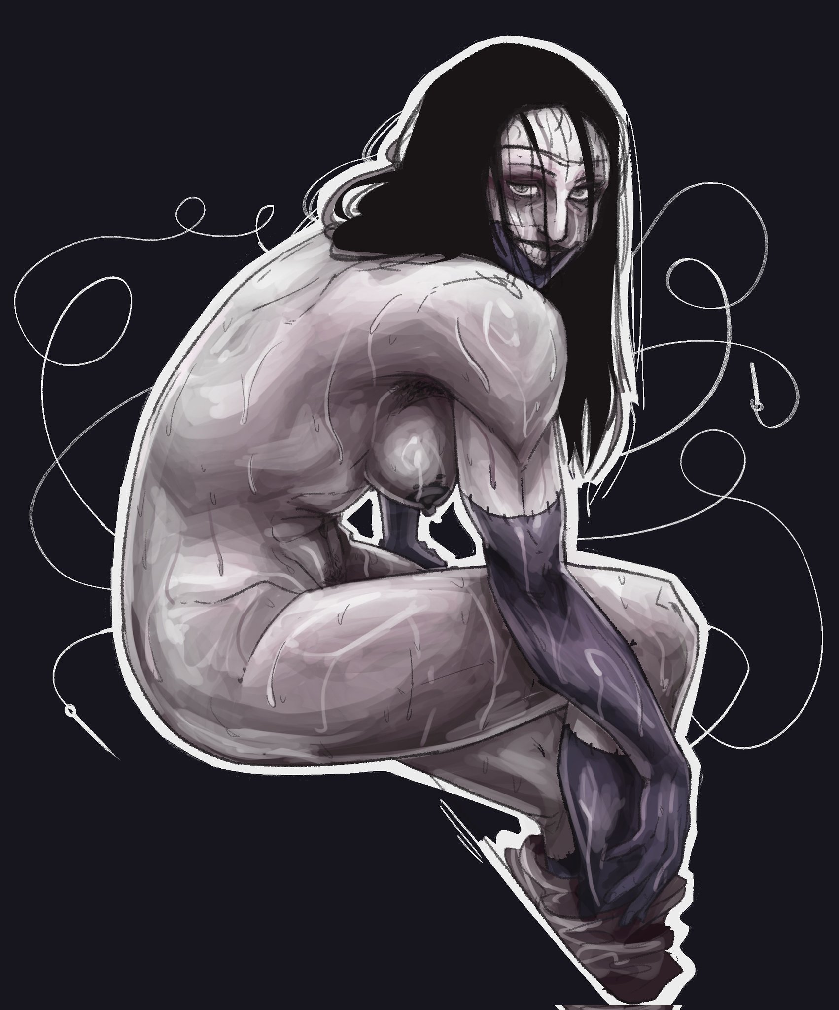 1girls, ardentdreamz, armpit hair, breasts, fear and hunger, fear and hunger: termina, female, female only, medium breasts, nude, pubic hair, solo, stitches (fear and hunger), sweaty, sweaty body, tits out