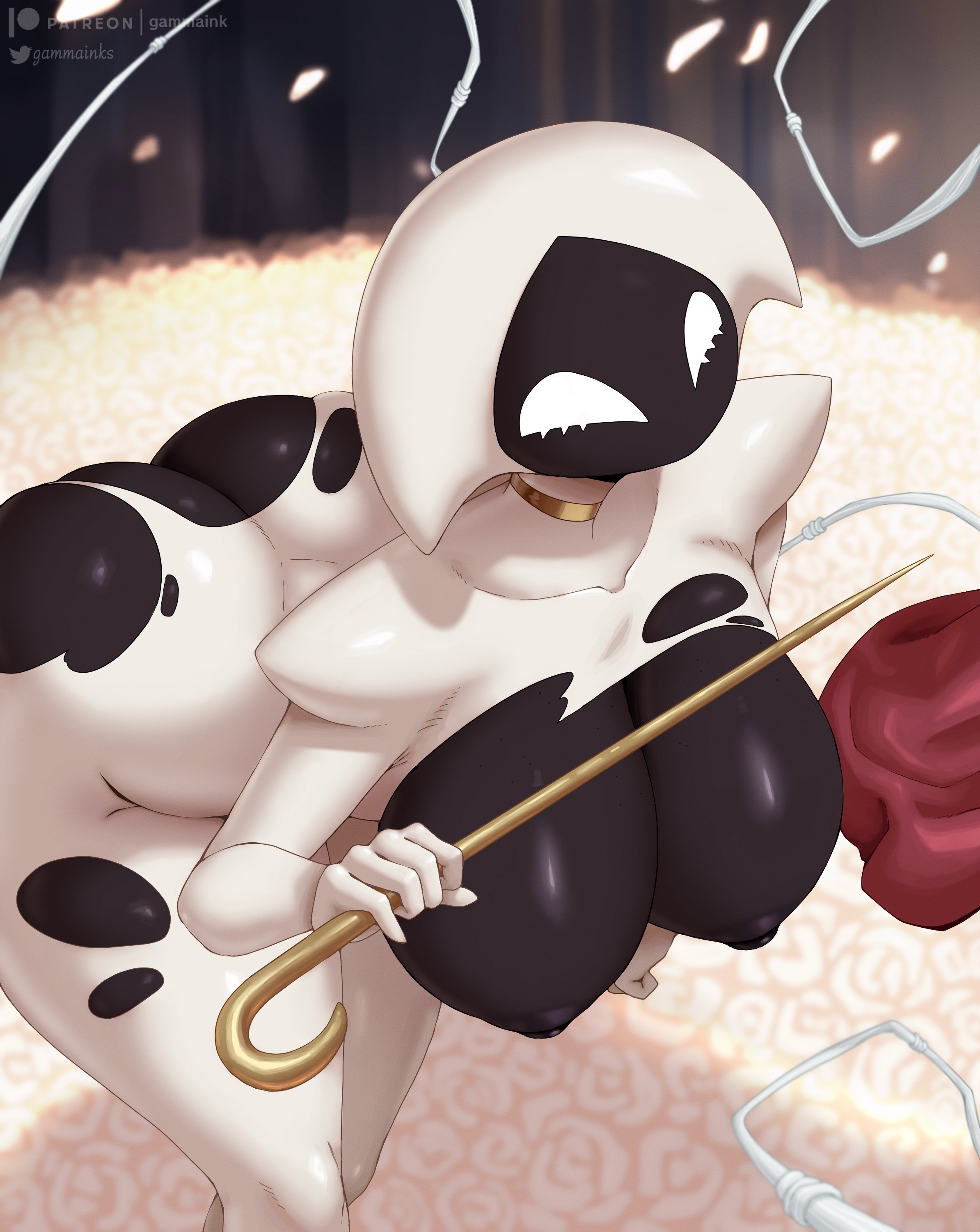 1girls, ass, breasts, breasts out, female, female only, fight, gammainks, hollow knight, hollow knight: silksong, lace (hollow knight), large breasts, large butt, ripped clothing, silksong, solo, solo female, wide hips