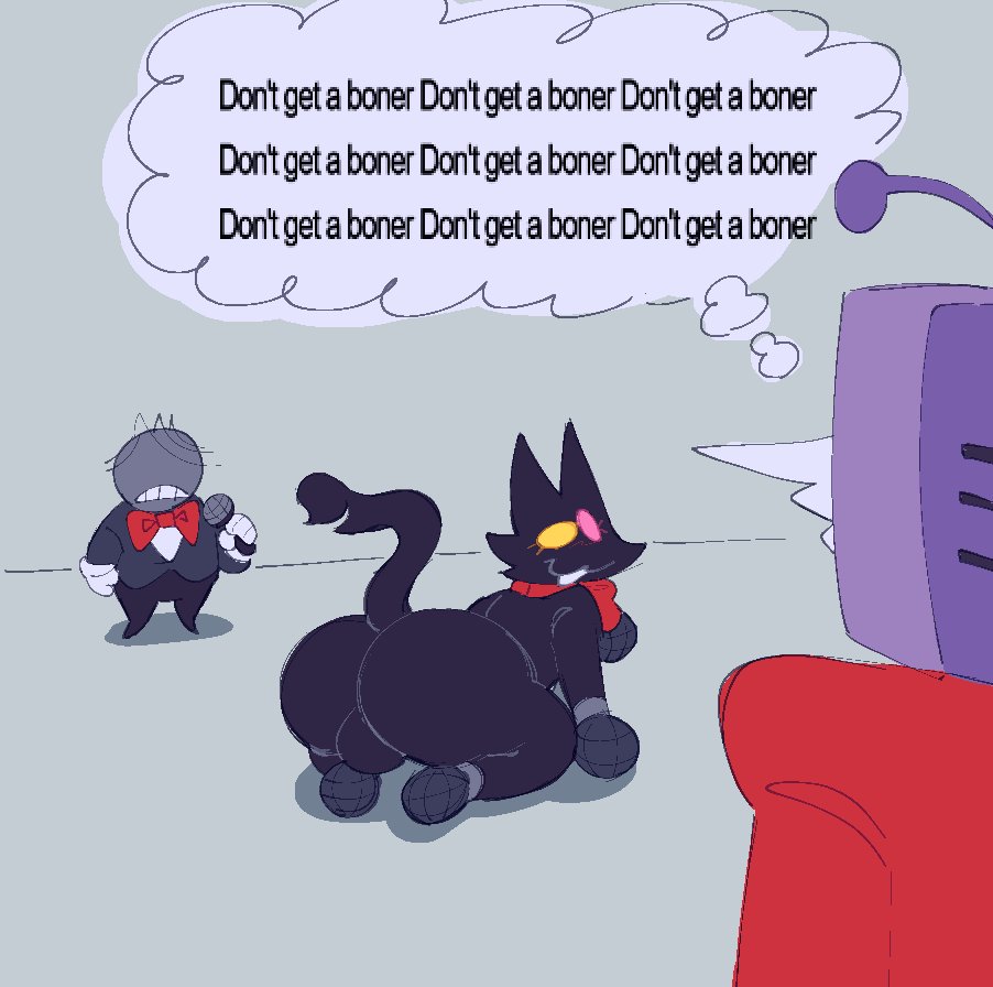 ass, balls, battat (deltarune), big ass, big balls, cat mike (deltarune), deltarune, deltarune chapter 3, dialogue, dialogue bubble, english text, furry, furry focus, male, male only, meme, pluey (deltarune), possiblyfreak9, tenna (deltarune), tv head, yaoi