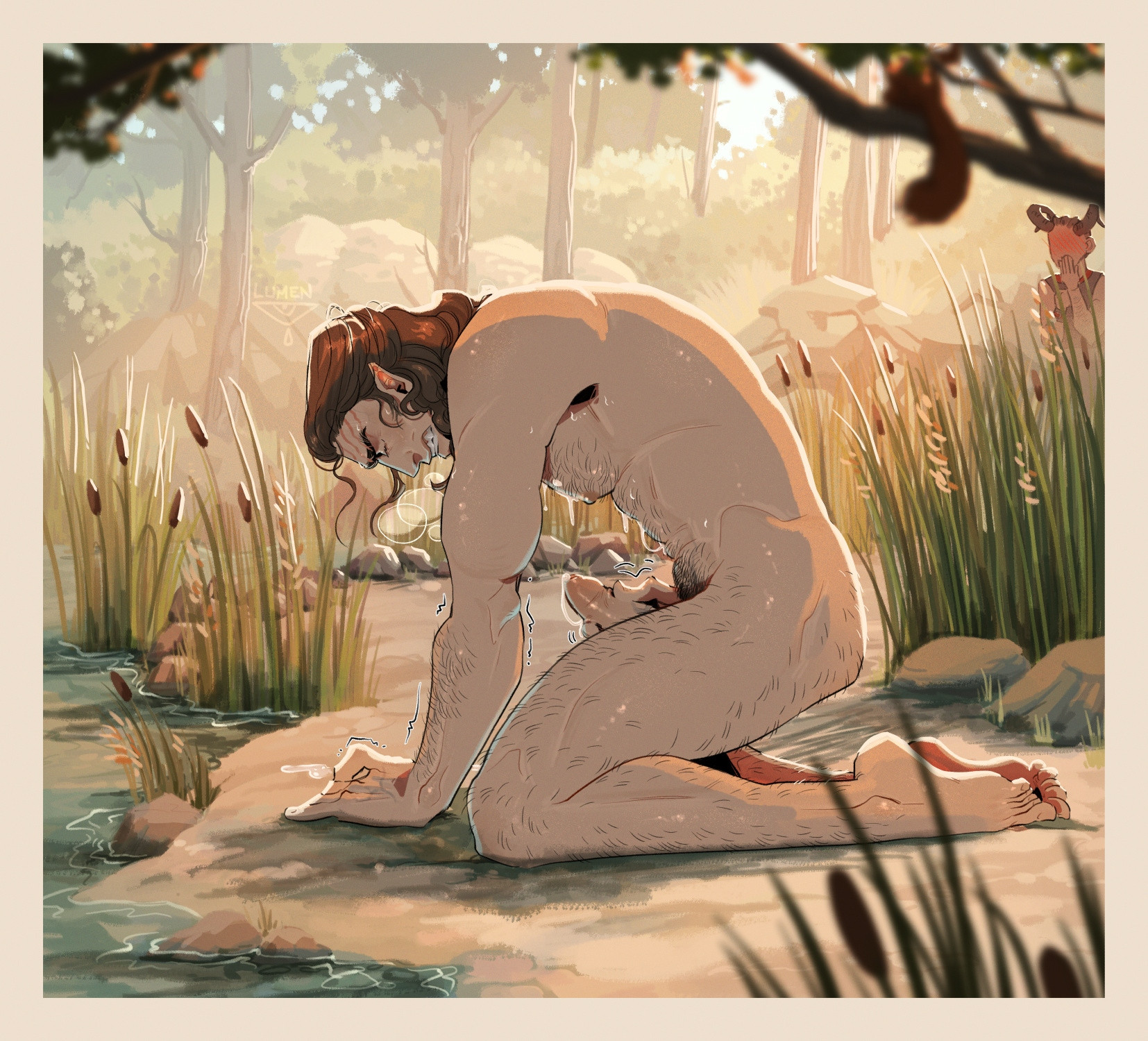 1boy, 5 fingers, 5 toes, arousal, aroused, aroused male, baldur's gate, baldur's gate 3, bara, bare ass, barefoot, bottomless, churchofpossum, cock, daddy, druid, feet, foreskin, foreskin folds, forest, gay, gay male, hairy, hairy male, halsin, horny, horny male, humanoid, jerking, jerking off, jerkingoff, jorkin it, male, male only, masturbating, masturbation, muscles, muscular, muscular male, penis, sharp teeth, uncircumcised, yaoi