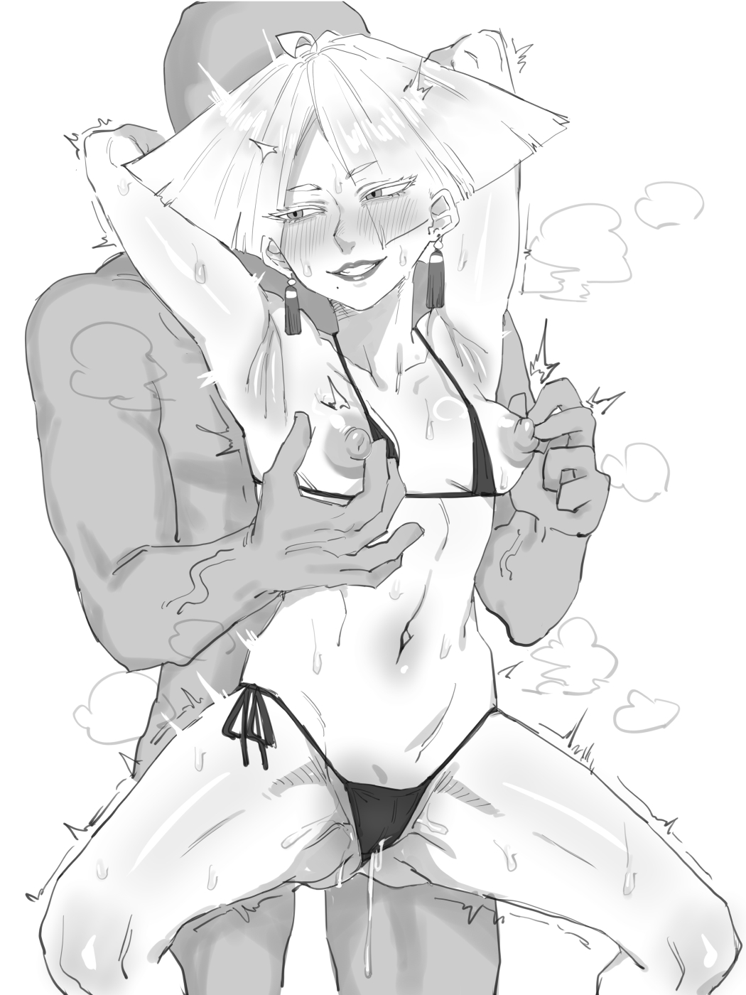 1boy, 1girls, 2d, a.k.i., athletic, athletic female, ax g90, female, female focus, line art, male, sex, street fighter, tagme