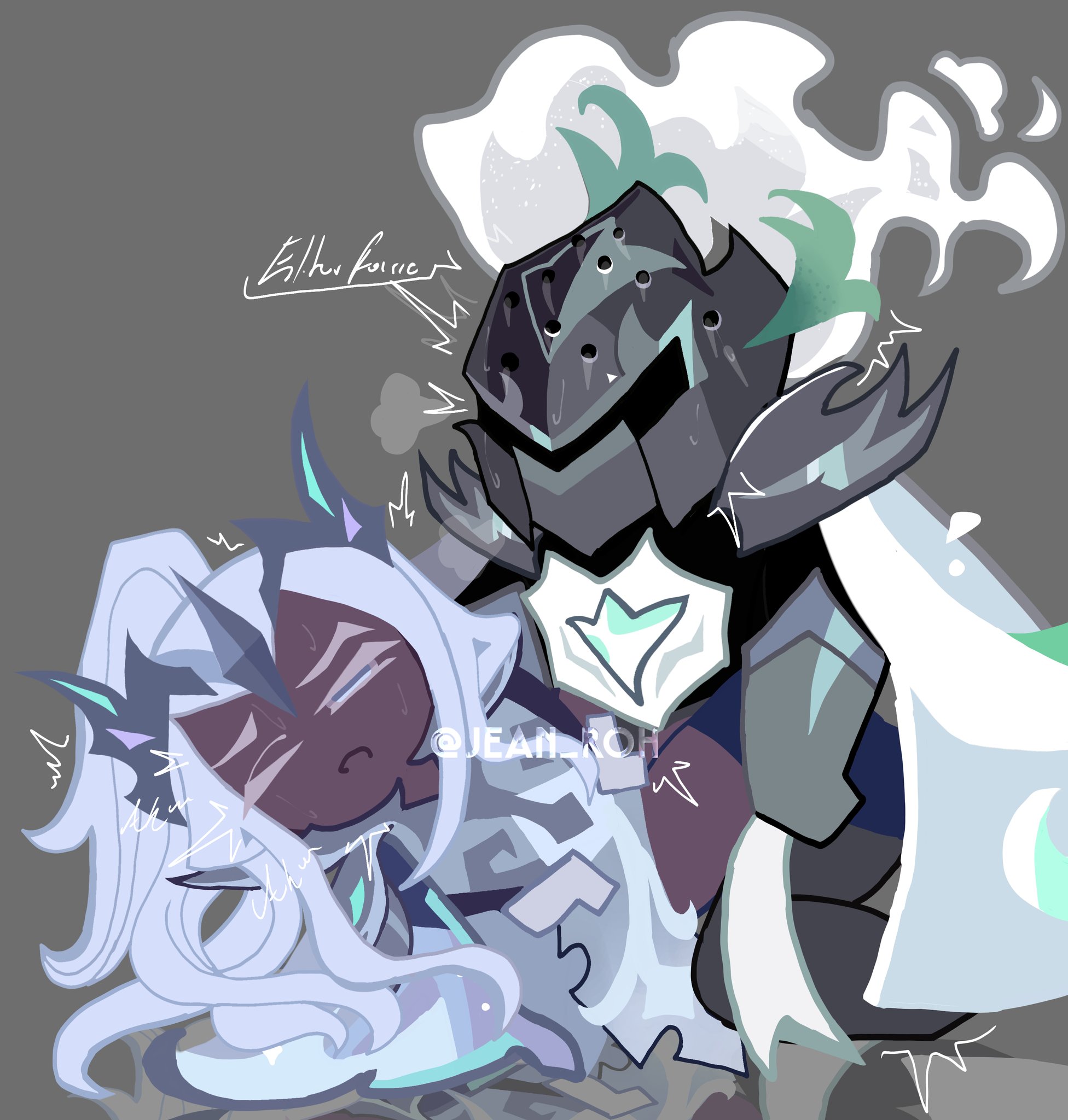 2boys, anal, anal sex, armor, cookie run, cookie run kingdom, elder faerie cookie, eldersalt, eyes half open, gay, gay sex, half-closed eyes, helmet, j3an roh, long hair, male, one eye closed, ponytail, precorruption silent salt cookie, salt of solidarity, sex, silent salt cookie, tremble spikes