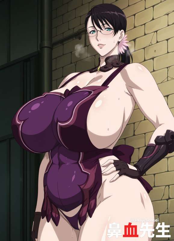 1girls, apron, breasts, cattleya, female, female focus, female only, hanajisensei, large ass, large breasts, purple thong, queen's blade, sexy, solo, solo female, solo focus