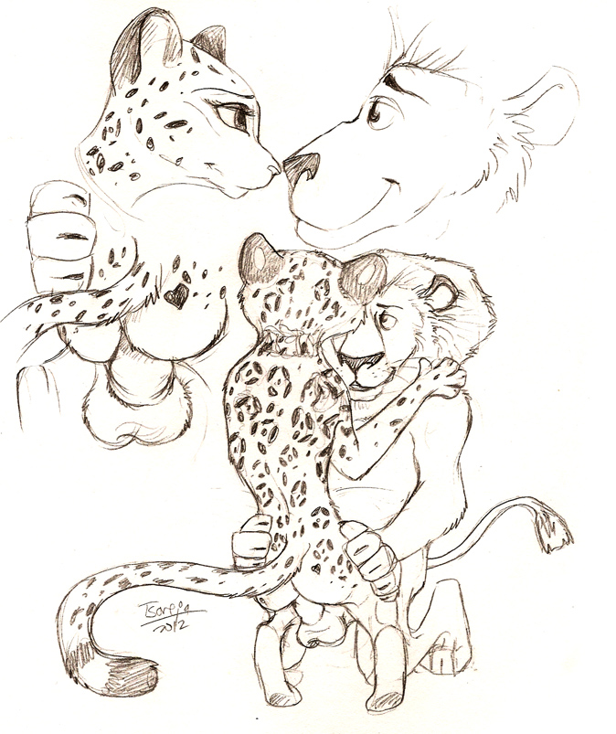 2012 alakay_alex anthro balls black_and_white dreamworks feline female furry furry_only gia_the_jaguar interspecies jaguar lion madagascar_(series) male penis sex simple_background