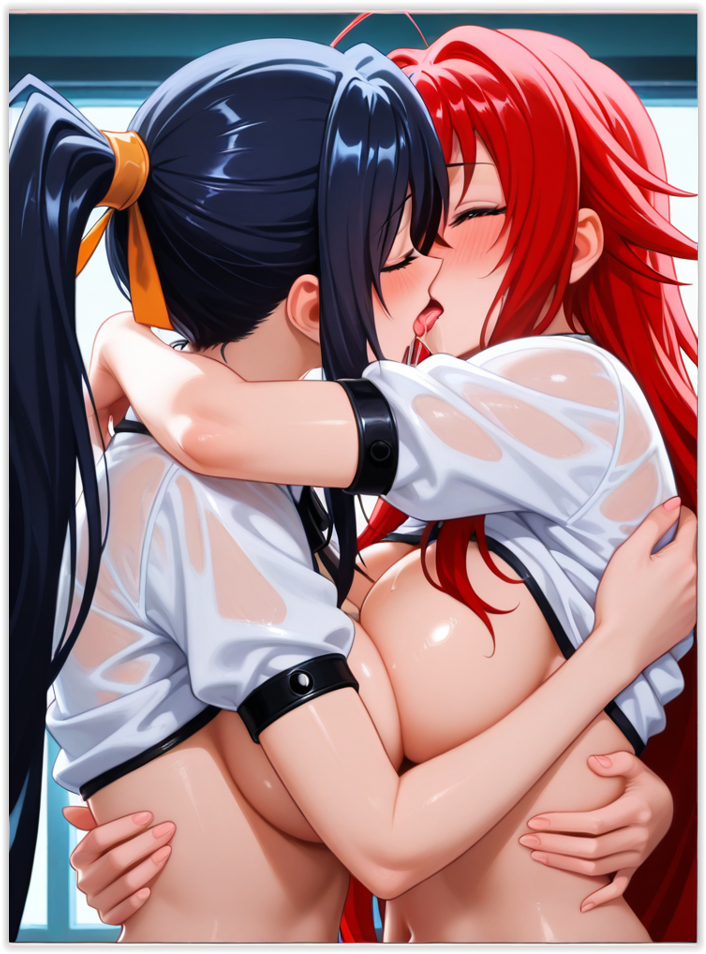 2girls ai_generated akeno_himejima girl_on_girl high_school_dxd lesbian_couple lesbian_domination lesbian_focus lesbian_kiss lesbian_sex rias_gremory rias_x_akeno yuri yuri
