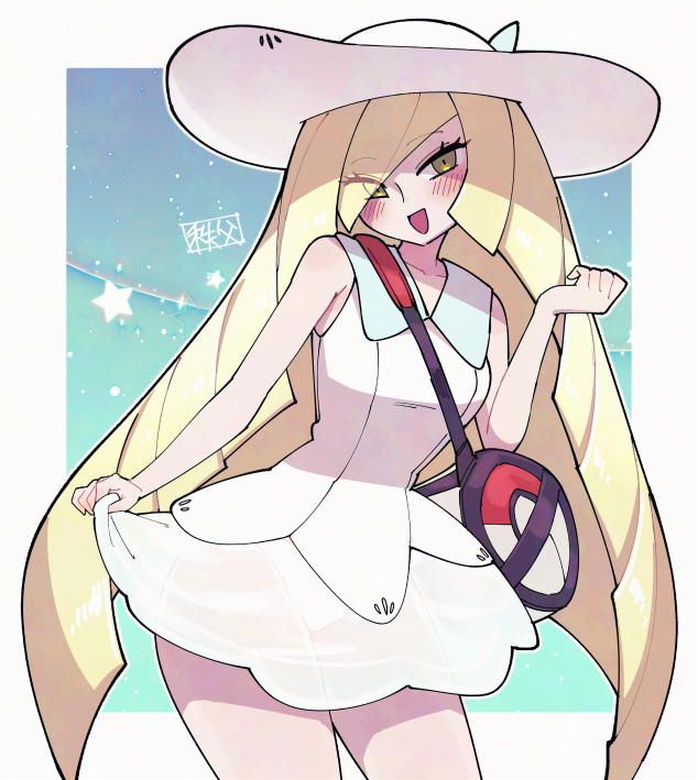 1girls, alternate costume, blonde hair, chichibu (watson), cosplay, female, lillie (pokemon) (cosplay), lusamine (pokemon), nintendo, pokemon, pokemon sm, solo