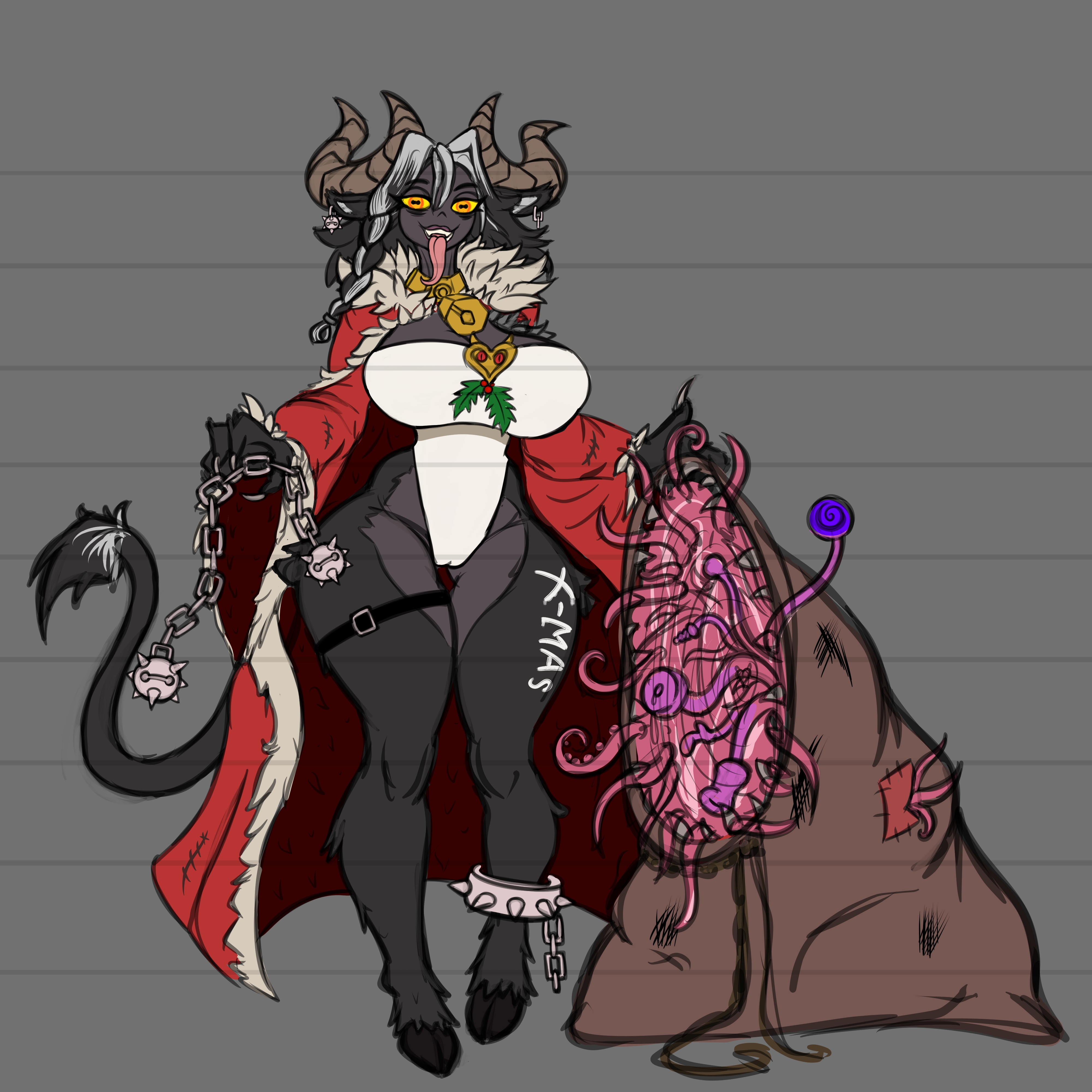 arsfromnowhere (artist), ass, big breasts, breasts, female, gigantic breasts, goat, goat horns, huge breasts, krampus, living onahole, living sex toy, milf, mommy, mommy kink, nightmare waifu, onahole, onahole in hole, onahole parasite, rule 63, sketch, tentacle, thick, thick ass, thick legs, wide hips