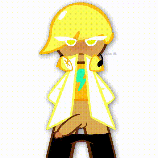 1boy animated balls blush blushing cookie_run cookie_run_kingdom cookie_run_ovenbreak hands_in_pockets headphones headphones_around_neck heart_symbol lemon_cookie male_only pants_down penis penis_out sodastik solo solo_male throbbing_penis twitching_penis white_background yellow_eyes yellow_hair