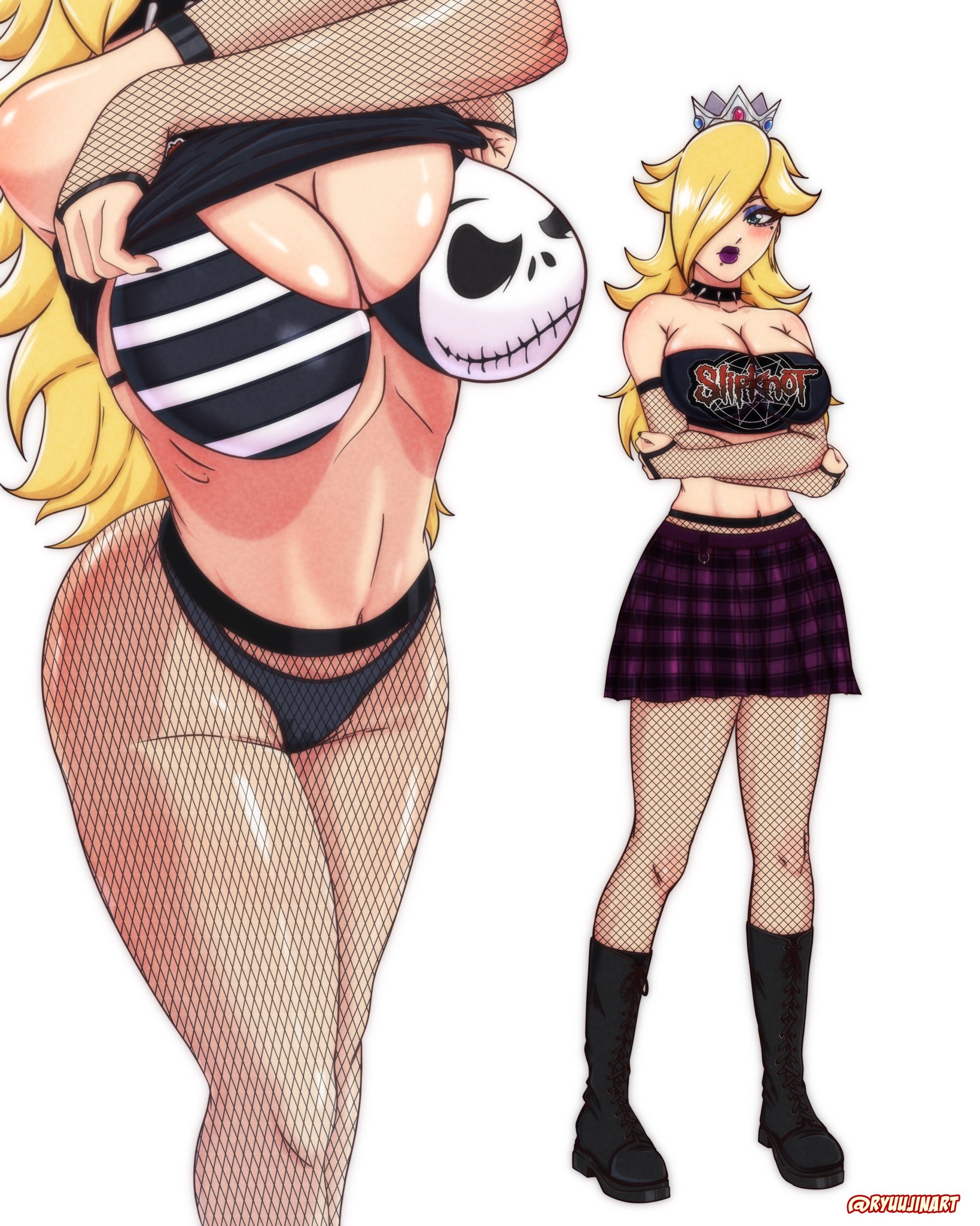 1girls, ass, big ass, big breasts, big butt, big thighs, big titties, breasts, clothing, curvaceous, curvaceous female, curvaceous figure, curvy, curvy figure, curvy hips, female, female focus, female only, goth girl, gotic, long hair, looking at viewer, mario (series), nintendo, platinum blonde hair, princess rosalina, ryuujinart, solo, solo female, tagme