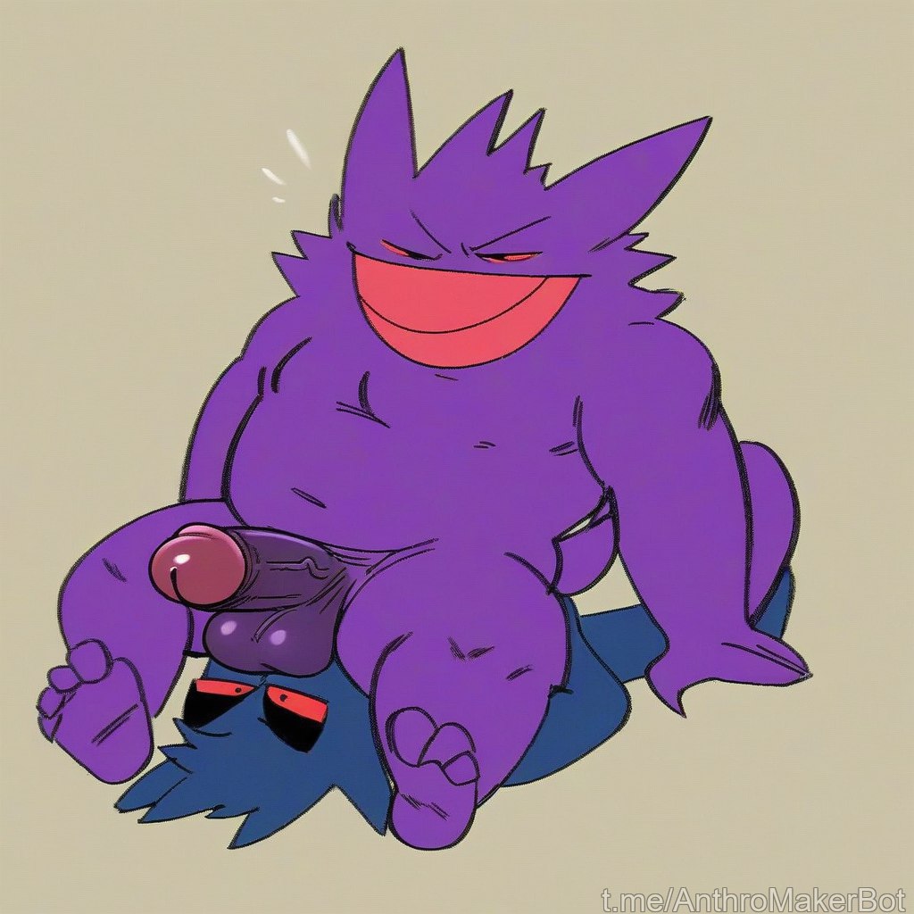 ai_generated annoyed_expression ball_worship balls balls_on_face ballsack big_belly big_penis cleaning evil_grin facesitting feet gay gay_domination gay_incest gengar incest laying_back licking_balls pokemon pokemon_(species) pokephilia sitting_on_face sitting_on_person worship