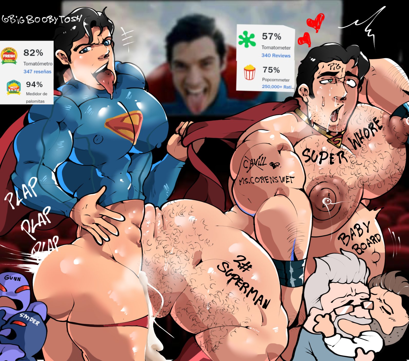 ass, bara, big ass, big butt, big nipples, big pecs, bigboobytosh, body writing, clark kent, completely nude, cum, cum in ass, cum inside, david corenswet, dc, dc comics, dc extended universe, dcu, gay, hairy, hairy ass, hairy chest, hairy male, henry cavill, looking pleasured, male, male focus, male only, man of steel, muscular, muscular male, nipples, nude, nude male, open mouth, pecs, superman, superman (2025), superman (dcu), superman (series), tongue, tongue out, writing, writing on body, yaoi