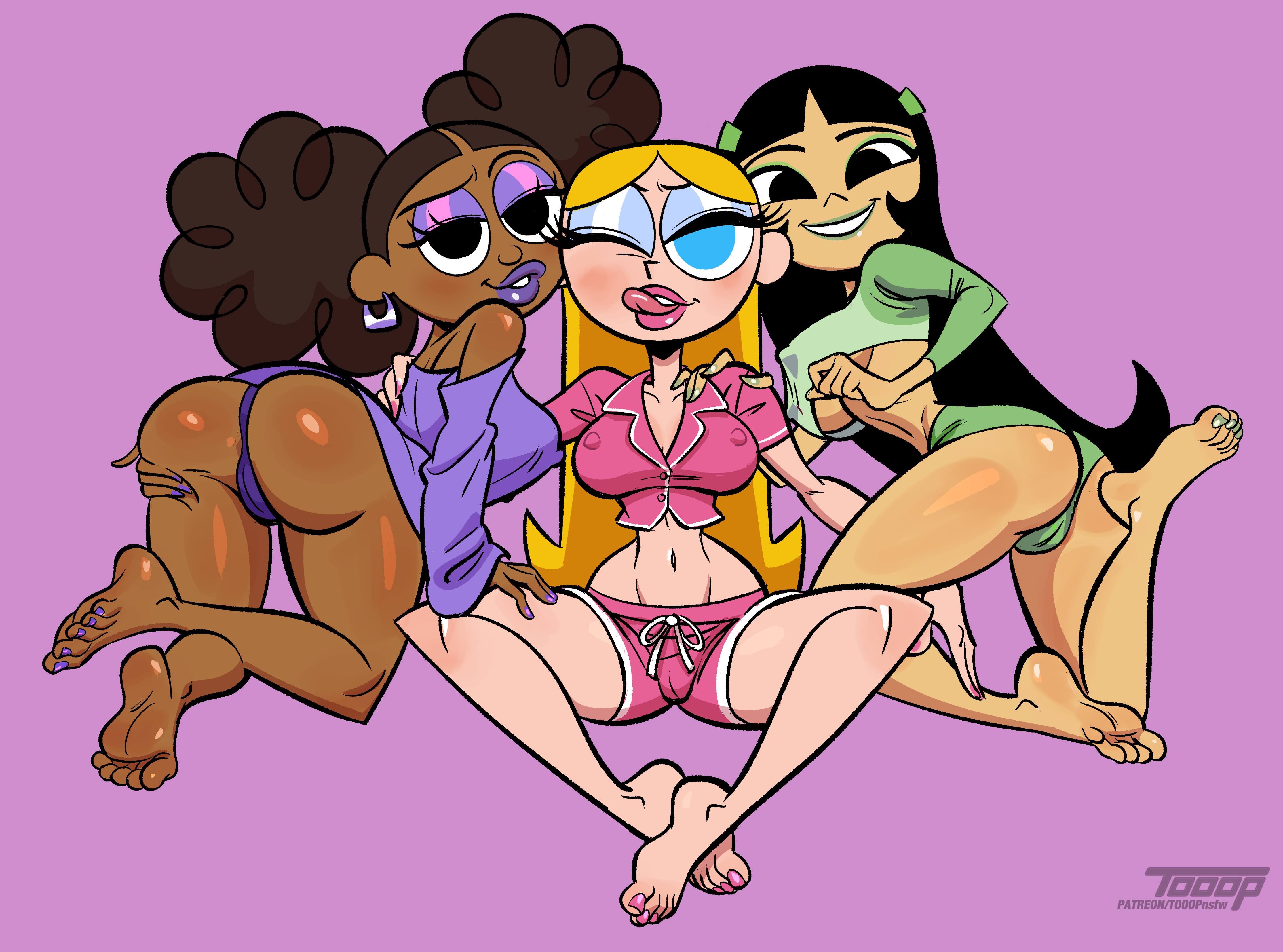 3girls, barefoot, dark skin, dark-skinned female, dee dee (dexter's laboratory), dexter's laboratory, female, lee lee, mee mee, tooop