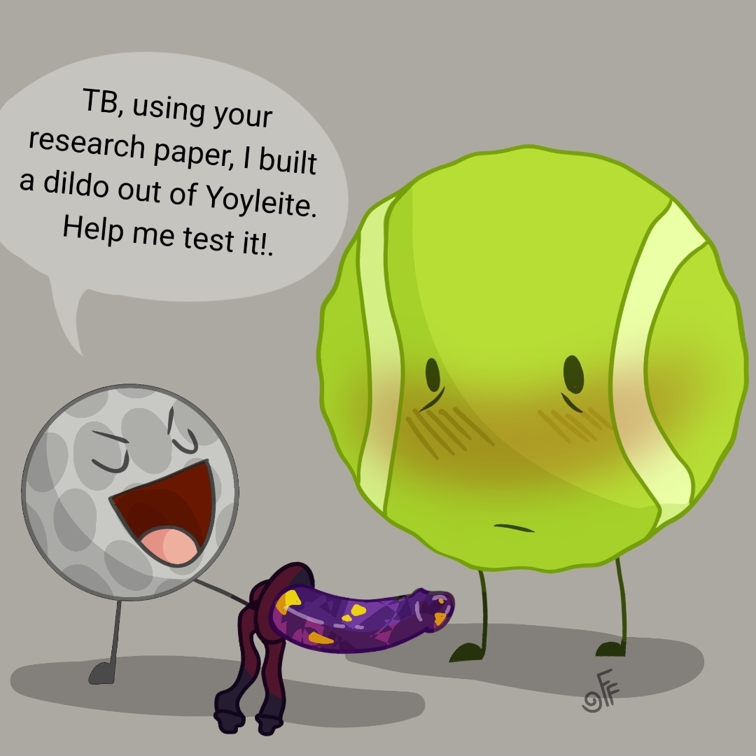 1boy, 1girls, battle for dream island, bfdi, bfdia, blush, dildo, dominant female, female, fizzyfox (artist), golf ball (bfdi), imminent anal, imminent penetration, imminent sex, male, mineral, object shows, strap-on, strapon, submissive male, tennis ball (bfdi), yoylite