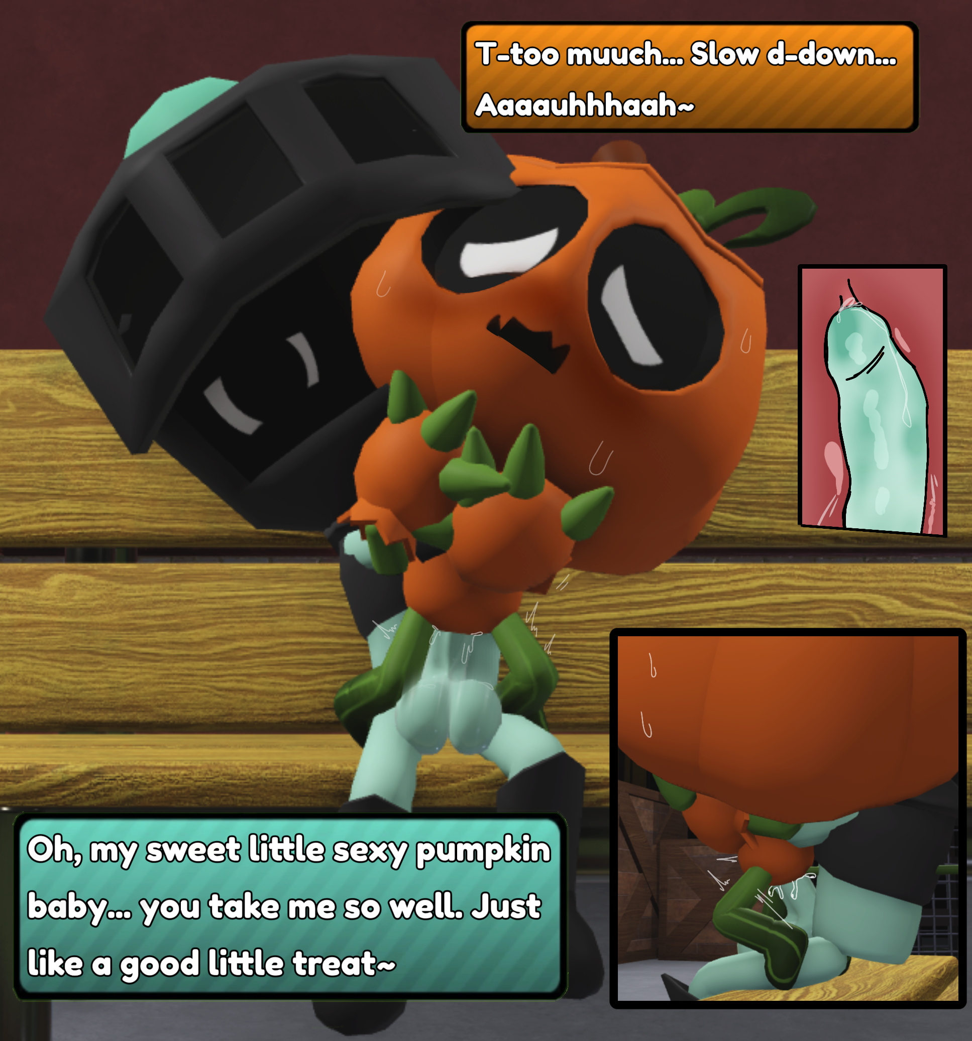 3d, 3d animation, blushcrunch studio, choking, dandy's world, dandys world, deadtoons, dubious consent, gourdy (dandy's world), male only, reference, roblox, roblox game, size difference, soulvester, srnubo, srnubot71, xray view