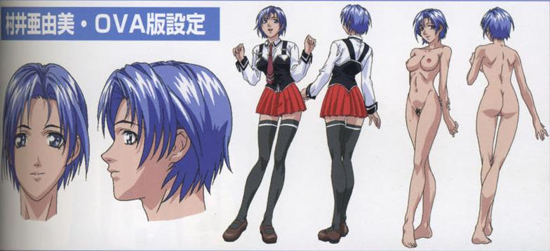 1girls academy_uniform_(bible_black) ass barefoot bible_black blue_eyes blue_hair breasts character_sheet clothing feet female female_only kein_yachimata legwear model_sheet murai_ayumi necktie nude official_art school_uniform short_hair skirt smile solo stockings student thighhighs tie uncensored uniform yoshiten