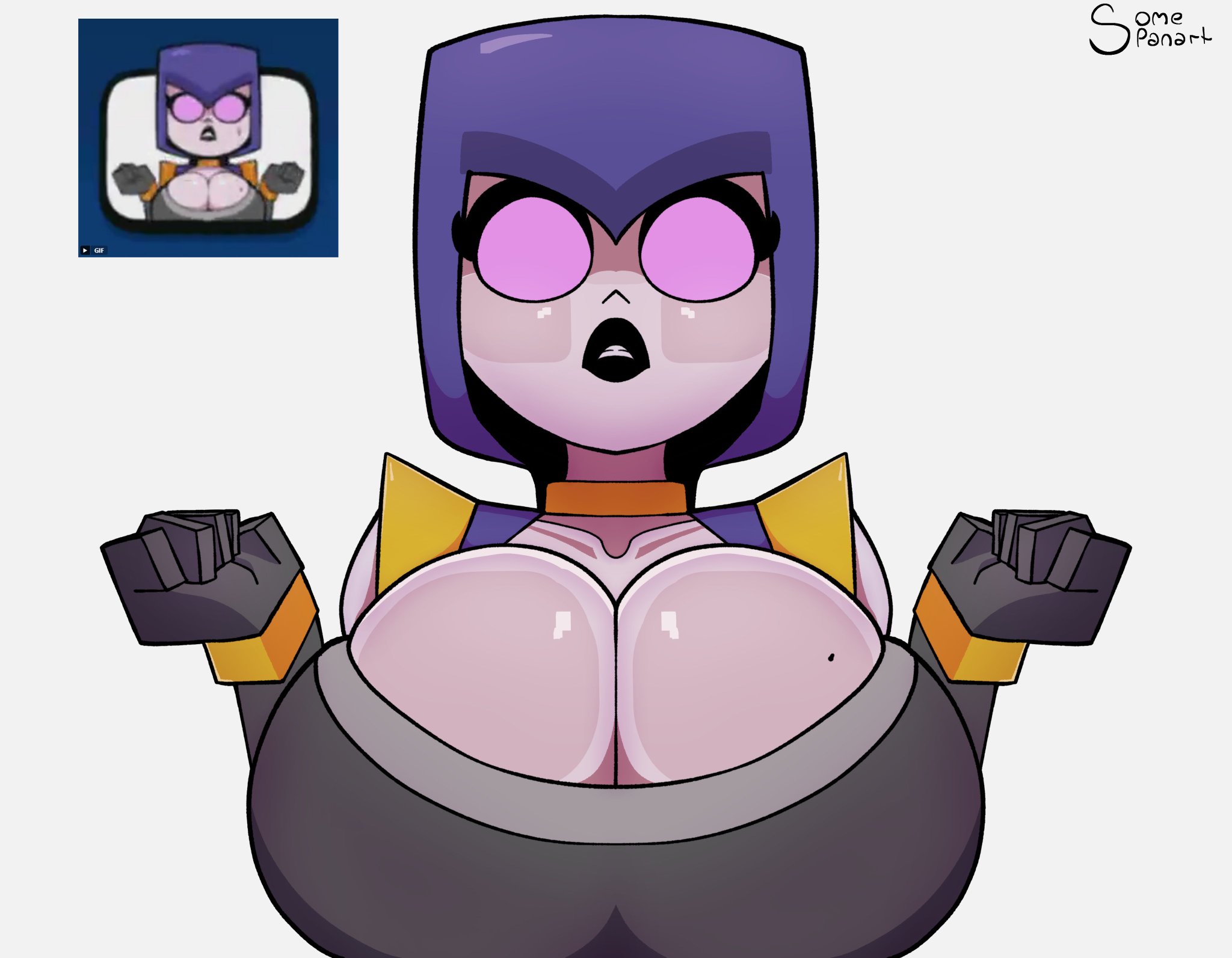 1girls, big tits, breasts, clash (series), clash of clans, clash royale, emote (clash royale), female, somespanart, supercell, tagme, witch (clash of clans), witch (clash royale)