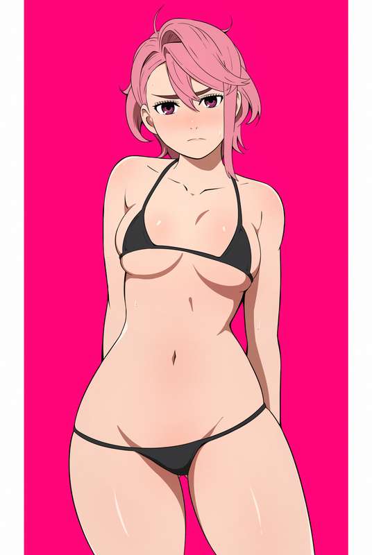 1girls, big breasts, breasts, dandadan, female, light skin, light-skinned female, pink eyes, pink hair, pink-haired female, shiratori aira (dandadan), solo, solo female, teenage girl, teenager, tsuranukko