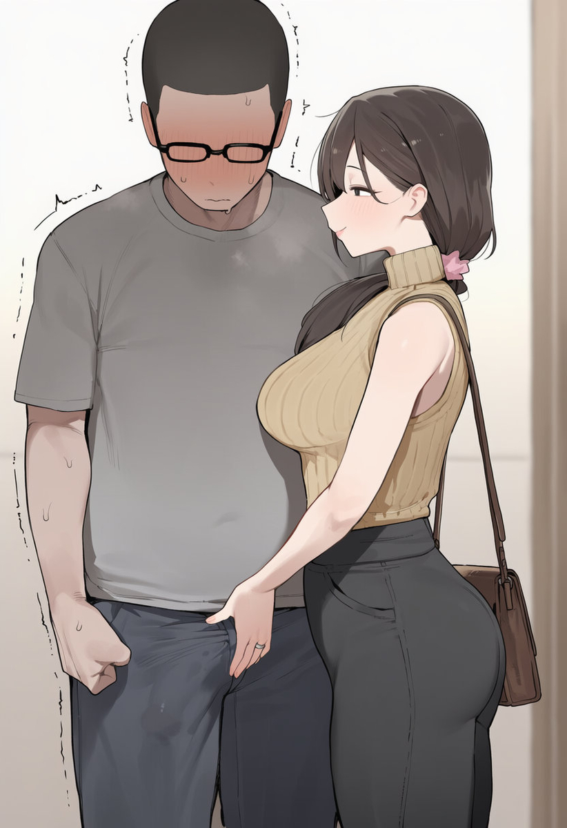 ai generated, cheating, cheating (relationship), cheating female, cheating girlfriend, cuckold, cuckold pov, cuckolding, erection under clothes, netorare, netorase, ntr, tagme