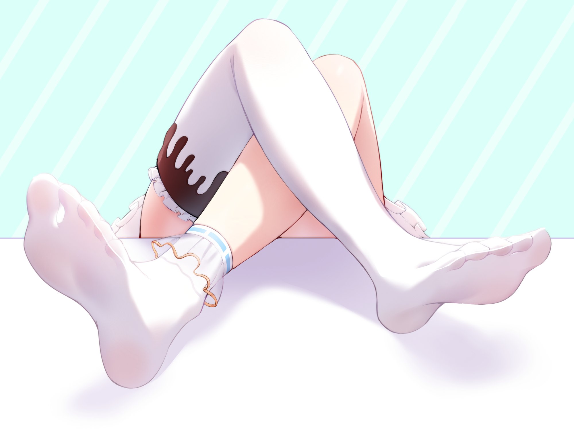 1girls, cgator, densetsu.exe, feet, feet focus, female, foot fetish, ghost girl, legs, socks, thighhighs, upskirt, virtual youtuber, vtuber