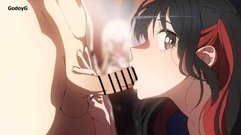 1boy, 1girls, black eyes, black hair, blowjob, censor bar, censored, censored genitalia, censored penis, felipe godoy, fellatio, female, godoyg, gothish, gyaru, hair, light skin, light-skinned female, light-skinned male, long hair, male, multicolored hair, ora ora kei, oral, oral penetration, oral sex, penis, punk, punk girl, red hair, sono bisque doll wa koi wo suru, sucking, sucking penis, sugaya nowa, teenage female, teenage girl, teenager