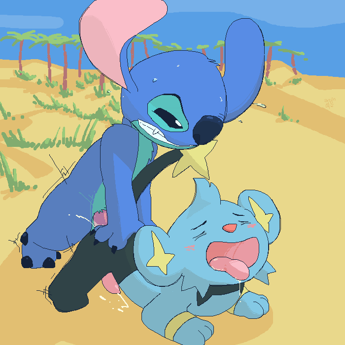 2boys anal argon_vile crossover cum disney experiment_(species) furry gay lilo_and_stitch male male_only multiple_males no_humans penis pokemon shinx stitch yaoi