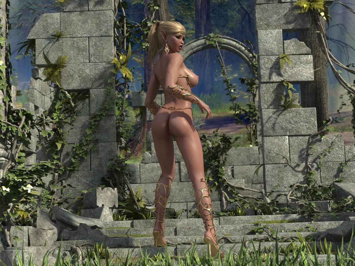 1girls 3d blonde_hair elf fantasy female female_only functionally_nude functionally_nude_female high_heels hitmanx3z nipples rapefield solo syndori tagme