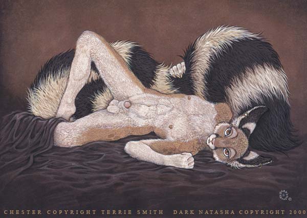 2000 animal_genitalia anthro attached_sheath balls bassariscus bedding big_tail blanket brown_body brown_eyes brown_fur cacomistle chester_ringtail_magreer colored_pencil_(artwork) dark_natasha fur genitals holding_own_tail looking_at_viewer lying male mammal marker_(artwork) markings nipples nude on_back pen_(artwork) penis penis_tip procyonid ring_(marking) ringed_tail shaded sheath snout solo striped_markings striped_tail stripes tail tail_markings traditional_media_(artwork) white_body white_fur