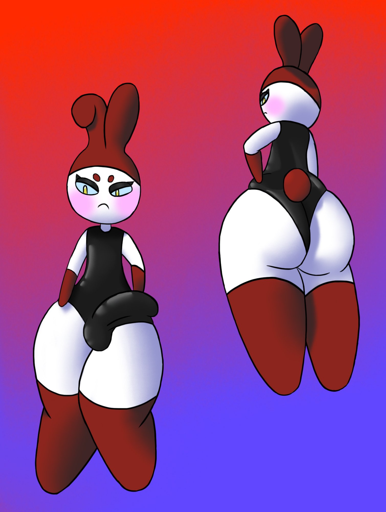 animal_crossing anthro ass big_butt bulge genitals genji_(animal_crossing) hi_res jovi_cap lagomorph leporid male mammal nintendo penis rabbit solo white_body yellow_eyes