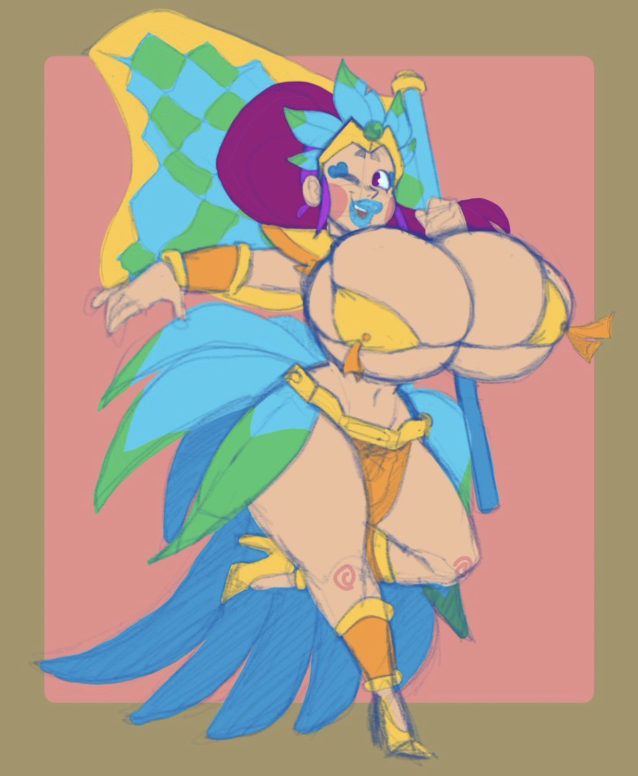 brawl stars, breasts, elpiromanias, female, flag bearer piper (brawl stars), hyper breasts, piper (brawl stars), tagme