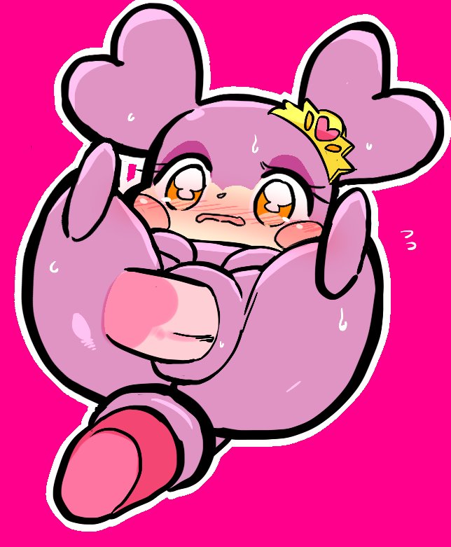 anthro blush cocotama disembodied_penis duo embarrassed erection eyelashes female female_focus fur himitsu_no_cocotama kemonagari kirarise_(cocotama) lying male male_penetrating on_back penetration penis pink_background purple_fur pussy sex simple_background solo_focus spread_legs spreading straight sweat vaginal_penetration yellow_eyes