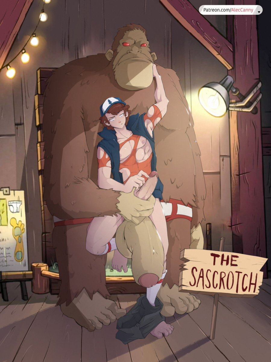 aged_up aleccanny dipper_pines erection gay gravity_falls interspecies large_penis lifting male_focus male_only monster penis size_difference tagme torn_clothes