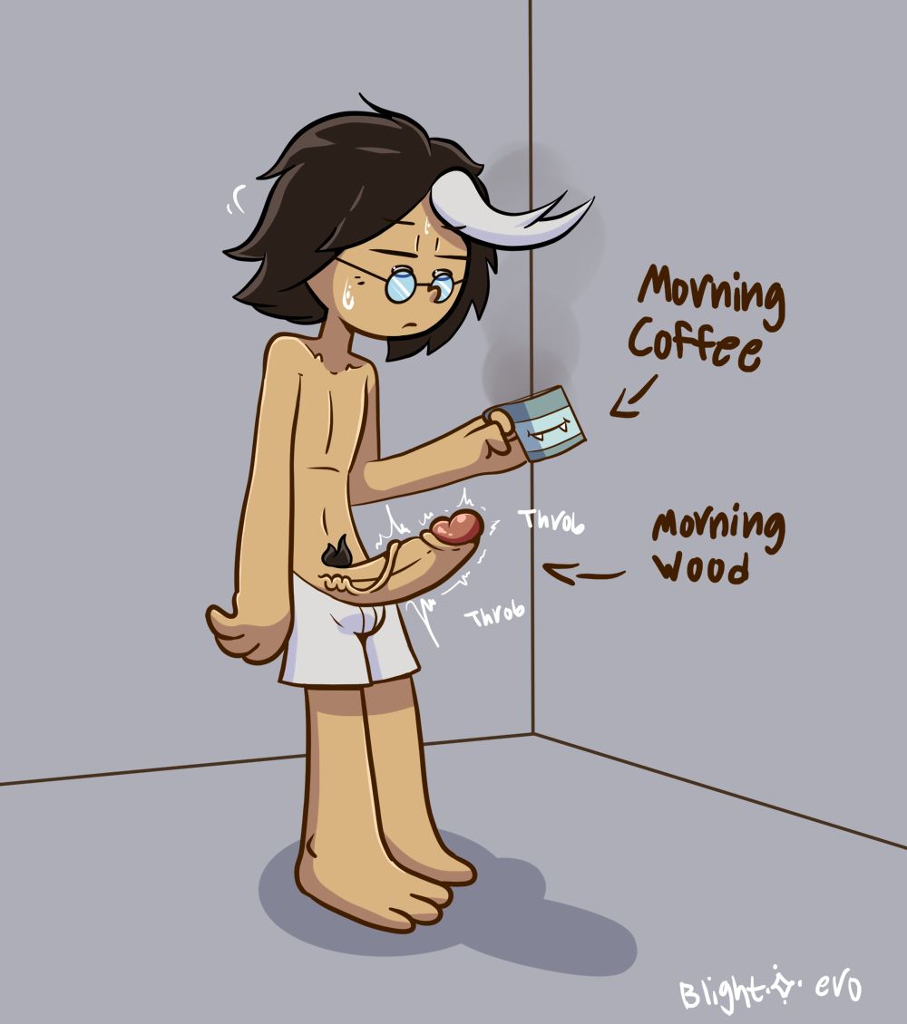 1boy adventure_time adventure_time:_fionna_&_cake arrow blightstar boxers brown_hair coffee glasses male male_only morning morning_wood mug penis simon_petrikov skinny standing sweat tagme throbbing_penis toony underwear underwear_down white_boxers white_streak