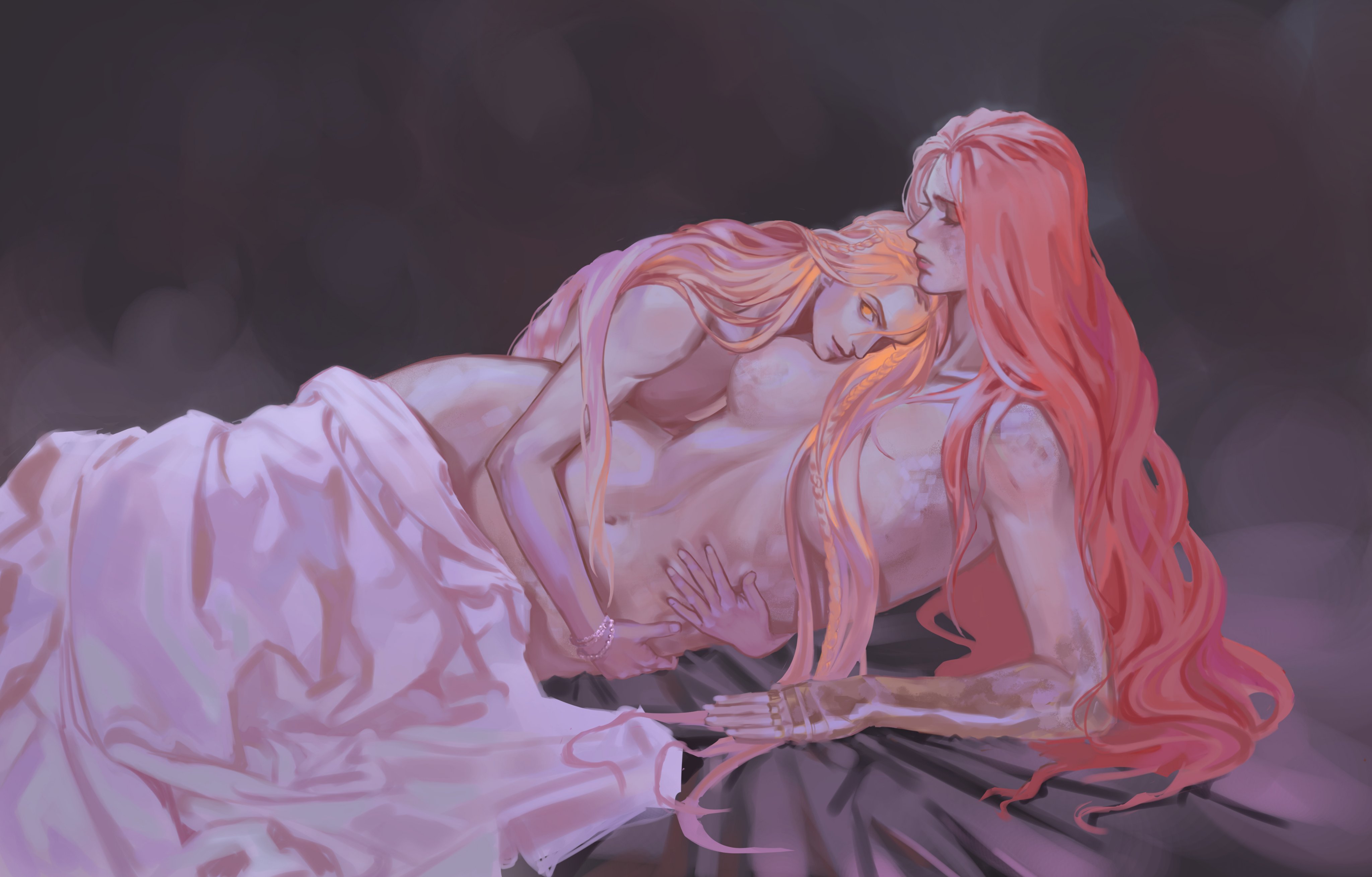 1boy, 1boy1girl, 1girls, big breasts, blonde hair, breasts, brother and sister, elden ring, female, femboy, femboy on female, fromsoftware, hugging, incest, light skin, light-skinned female, light-skinned male, male, male/female, malenia blade of miquella, miquella, nude, nude female, onex111x, shadow of the erdtree, size difference, thick thighs, twins, wide hips