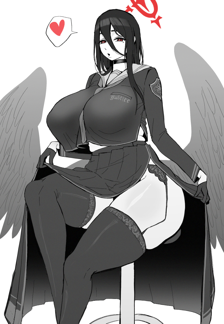 1girls, big breasts, blue archive, breasts, efto (pixiv), female, hasumi (blue archive), huge breasts, wide hips, wings