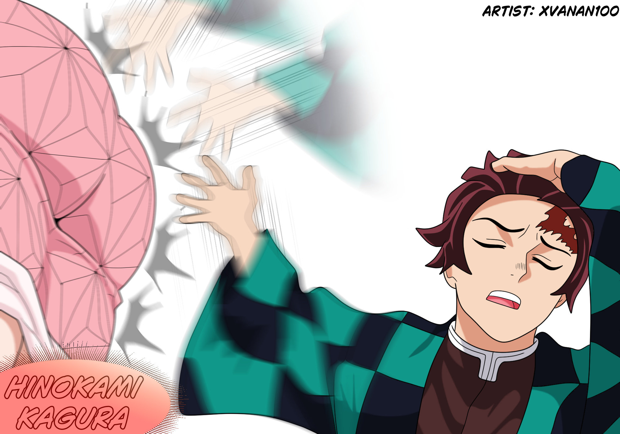 1boy, 1girls, ass, ass focus, ass grab, big ass, brother and sister, brother and sister (lore), color, demon slayer, female, incest, kamado nezuko, kamado tanjirou, kimetsu no yaiba, light skin, male, meme, naoya hair flip, nezuko (demon form), no background, simple background, simple shading, slapping ass, slapping butt, tanjiro kamado, twitter link, white background, xvanana100