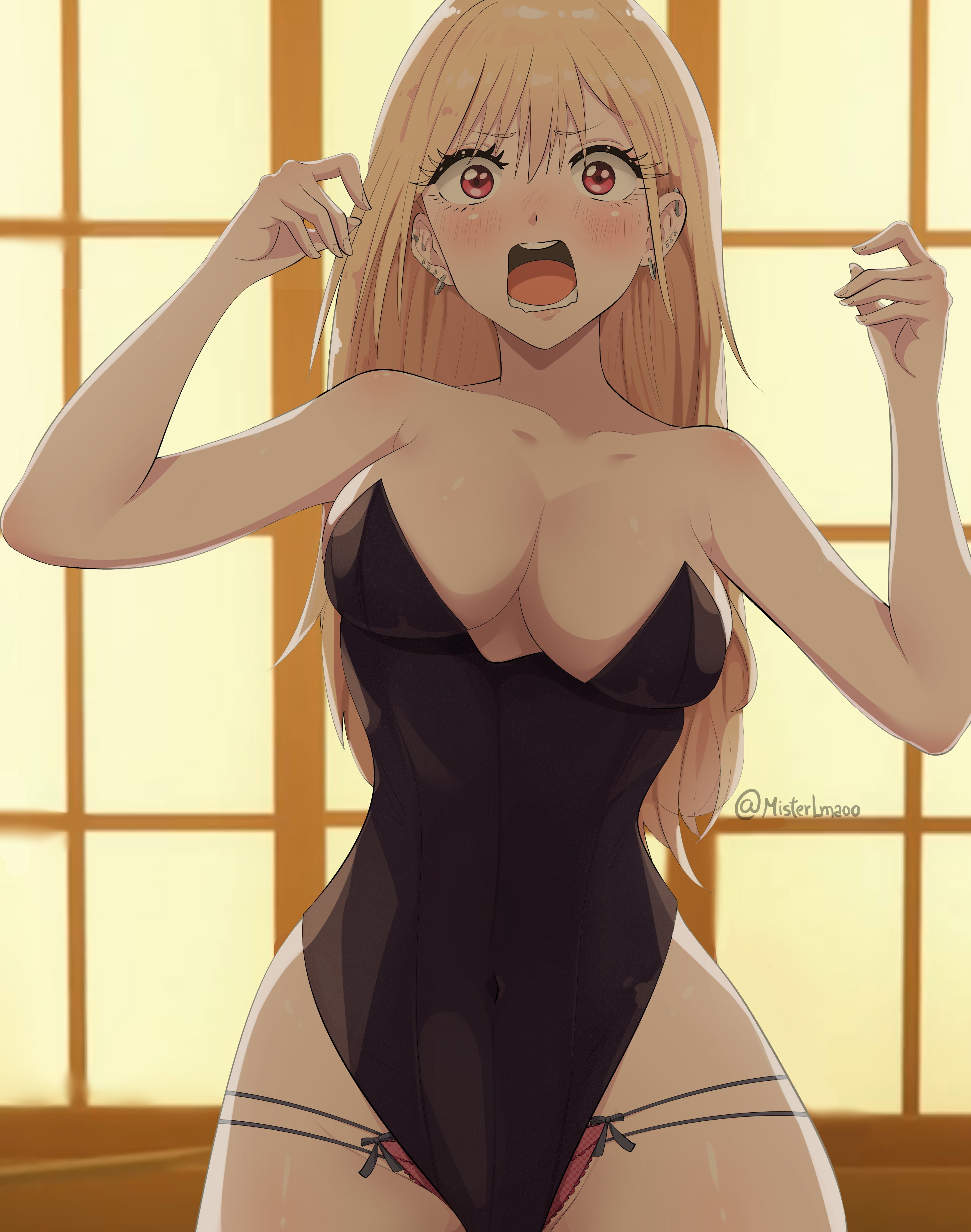 ass, big ass, big breasts, big butt, big thighs, big titties, breasts, bunny girl, bunny girl suit, bunnysuit, curvaceous, curvaceous female, curvaceous figure, curvy, curvy figure, curvy hips, female, female focus, female only, gyaru, kitagawa marin, long hair, looking at viewer, misterlmaoo, sono bisque doll wa koi wo suru, yellow hair