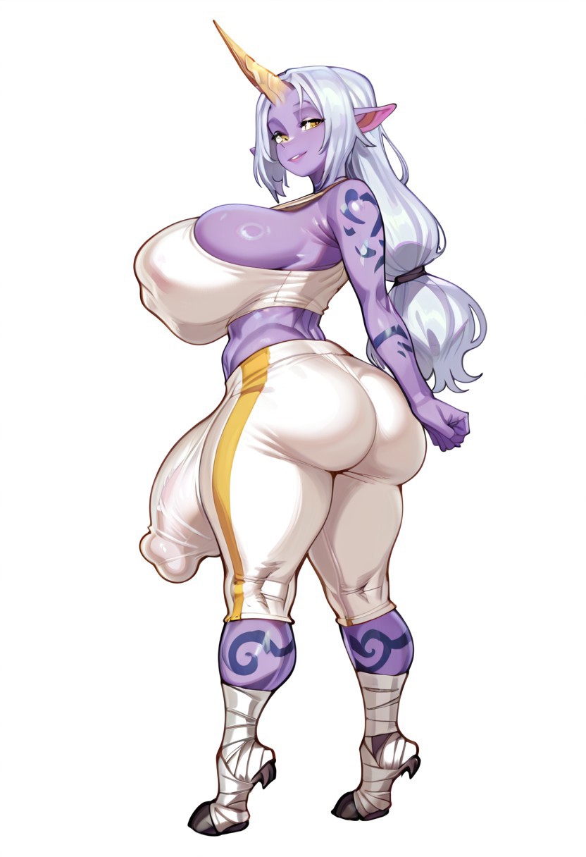 ai generated, ass, breasts, bulge under clothes, futanari, gravure soraka, gym clothes, huge ass, huge breasts, huge bulge, intersex, league of legends, soraka, tagme, yoga pants