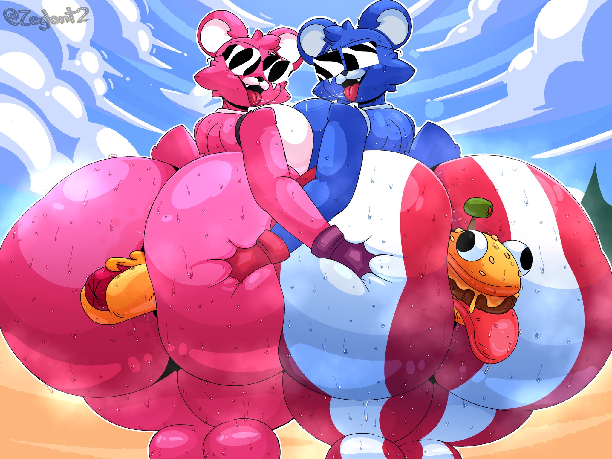 4th of july, anthro, ass, ass bigger than head, beach, beach background, bear, bear girl, bears, booty, cuddle team leader, epic games, fat, fat ass, fat butt, female, fireworks team leader, food, food in ass, food on body, food play, fortnite, fortnite: battle royale, fourth of july, furry, furry ass, furry female, grabbing another's ass, grabbing ass, holding butt, in between, insertion, jiggling ass, lesbian kiss, lgbt, lgbt couple, looking, looking at viewer, looking back, obese ass, object insertion, signature, sweat, sweatdrop, sweating, text, yuri, zeglo-official