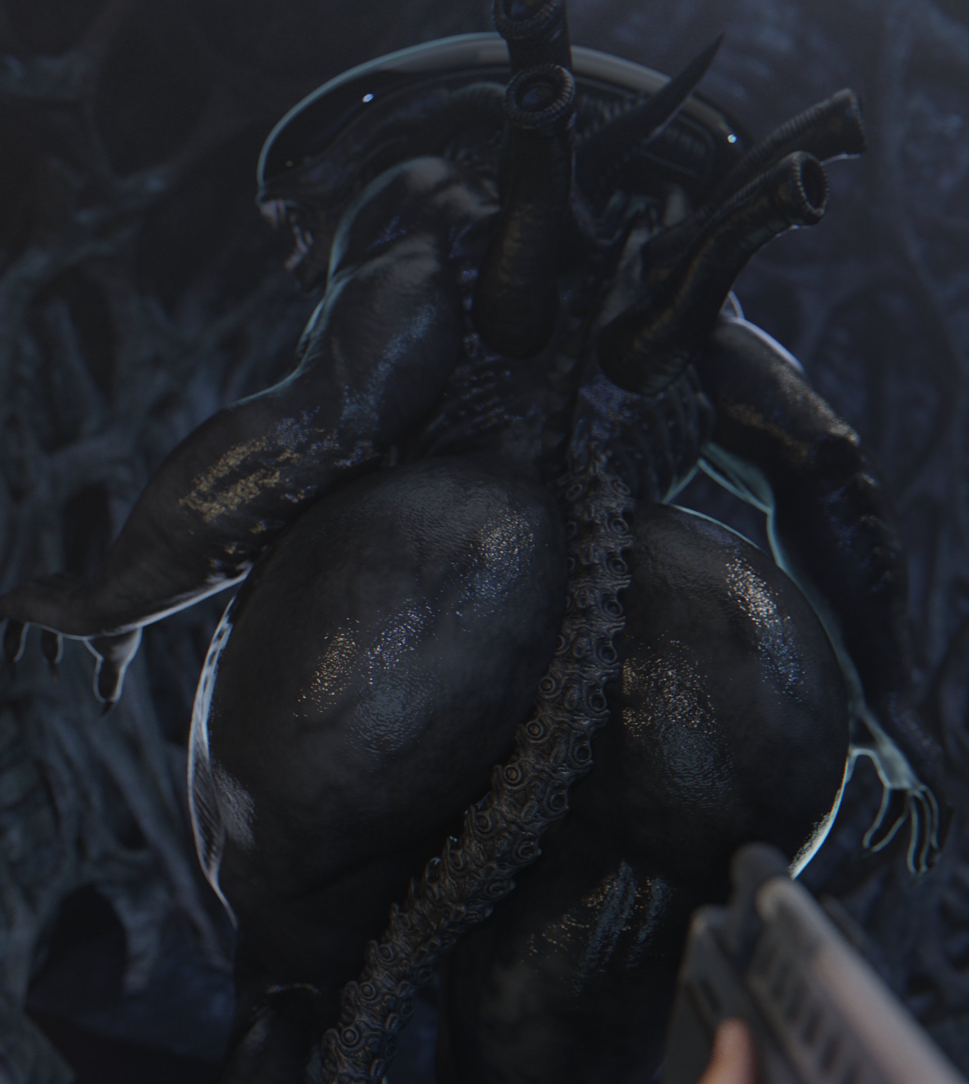 1girls, 3d, 3d (artwork), alien, alien (franchise), alien girl, alien humanoid, ass, big ass, female, female xenomorph, femomorph, firearm, huge ass, pov, thick ass, vensaku, xenomorph, xenomorph tail