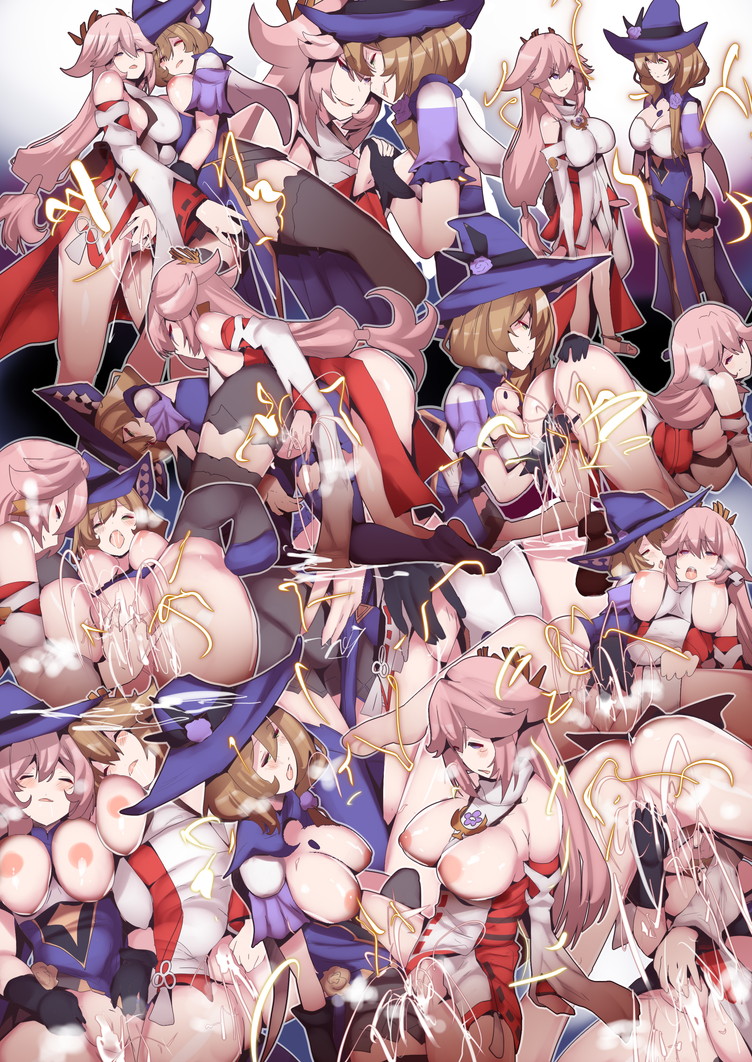 2girls adult adult_female brown_eyebrows brown_hair brown_hair_female busty busty_female busty_girl finger_in_pussy fingering fingering_partner fondling_pussy fukui_sora genshin_impact lesbian_focus lesbian_only lesbian_sex lisa_(genshin_impact) mature mature_female multiple_females multiple_girls mutual_yuri pink_eyebrows pink_hair pink_hair_female pixiv_id_907273 pussy_on_pussy scissor_position scissoring scissoring_position tagme tribadism vaginal_stimulation yae_miko yuri