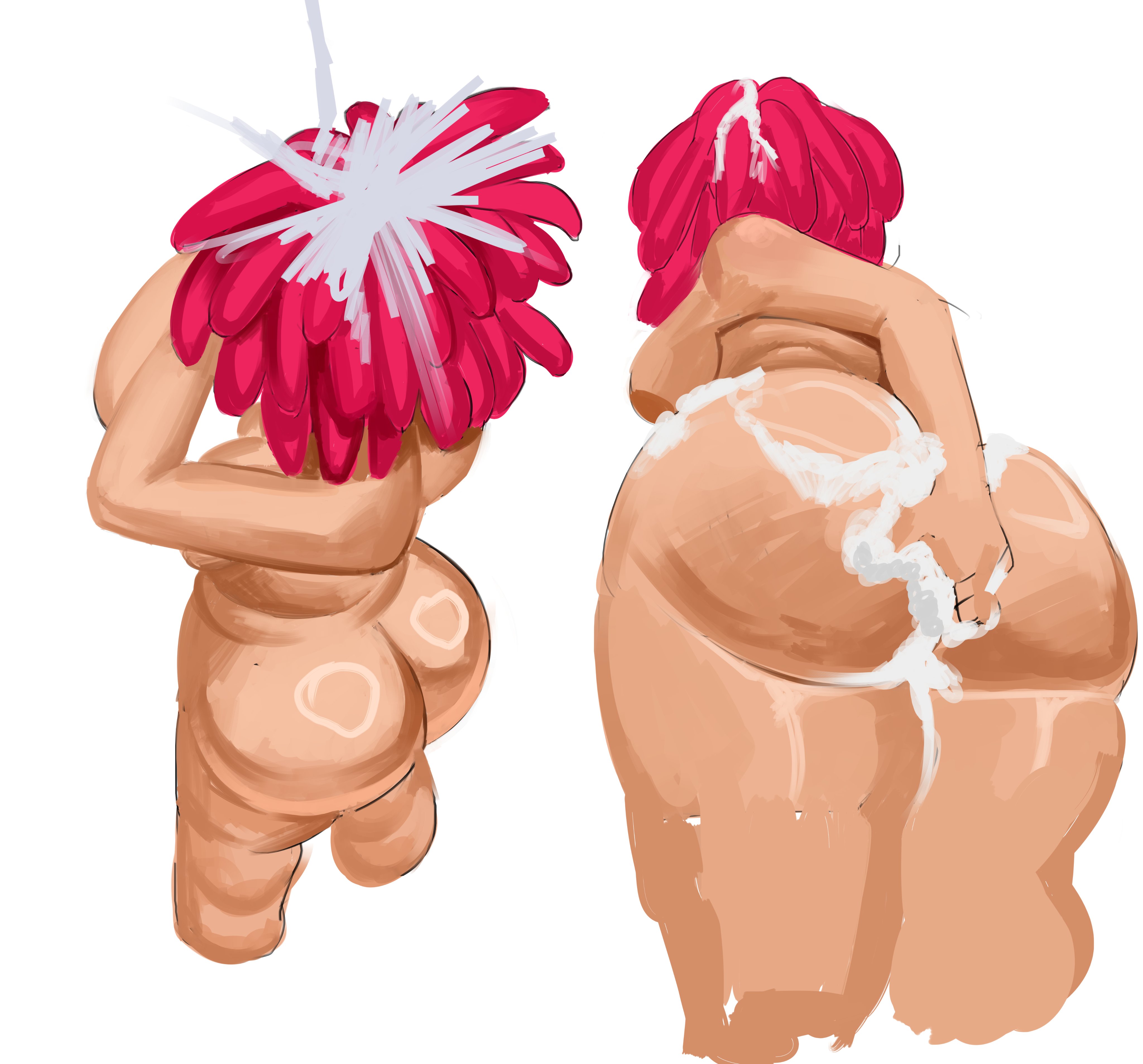1girls, ass, bathing, big ass, breasts, doll girl, facing away, female, nude, nude female, pigger0, ragatha (the amazing digital circus), soap, soap bubbles, the amazing digital circus