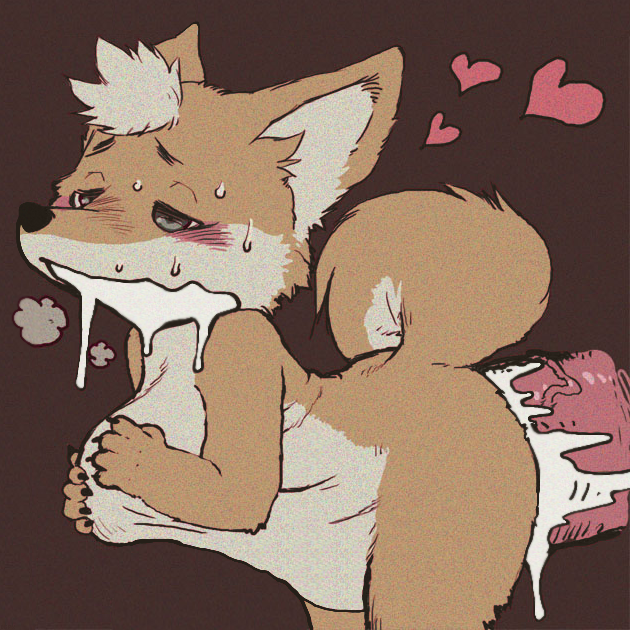 anthro blush canine corgi cum drooling edit female feral heart hyper hyper_penis large_insertion open_mouth penis saliva sansh size_difference stomach_bulge