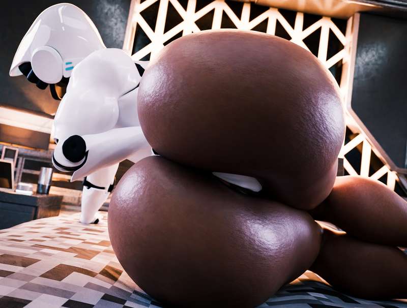 1girls, 2025, 3d, 3d (artwork), ass, ass focus, big ass, dark-skinned female, female, female only, haydee, haydee (game), huge asscheeks, laying down, robot, robot girl, steamy3d, thick ass, video game character
