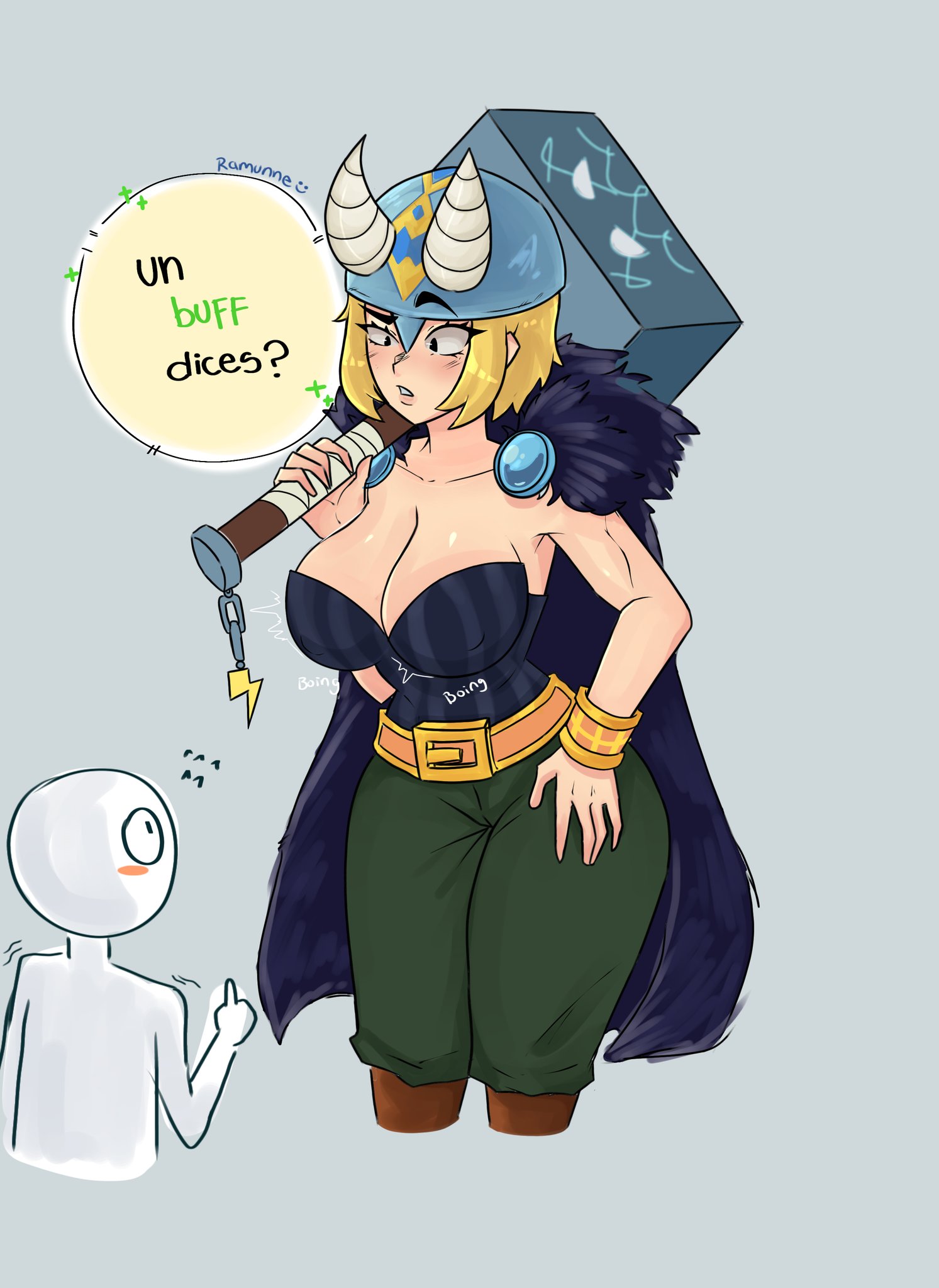 1girls, bibi (brawl stars), brawl stars, female, larger female, ramunne, supercell, tagme, thor bibi (brawl stars)