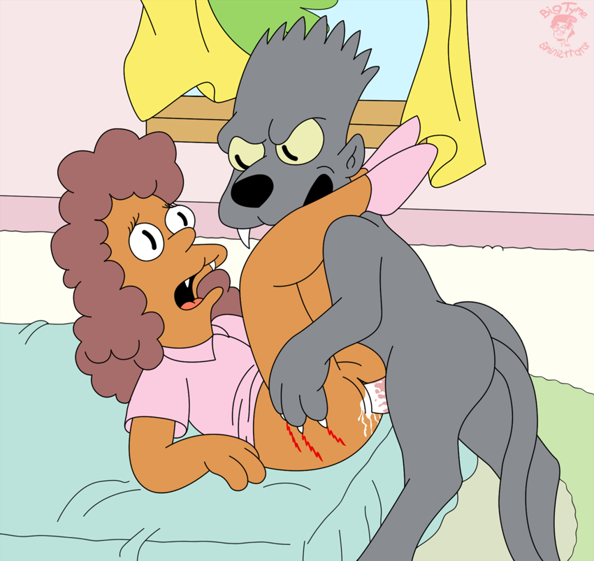 ass bart_simpson bigtyme blood bottomless ass half-dressed janey_powell penetration penis pussy scratching the_simpsons vaginal_penetration vaginal_penetration werewolf young