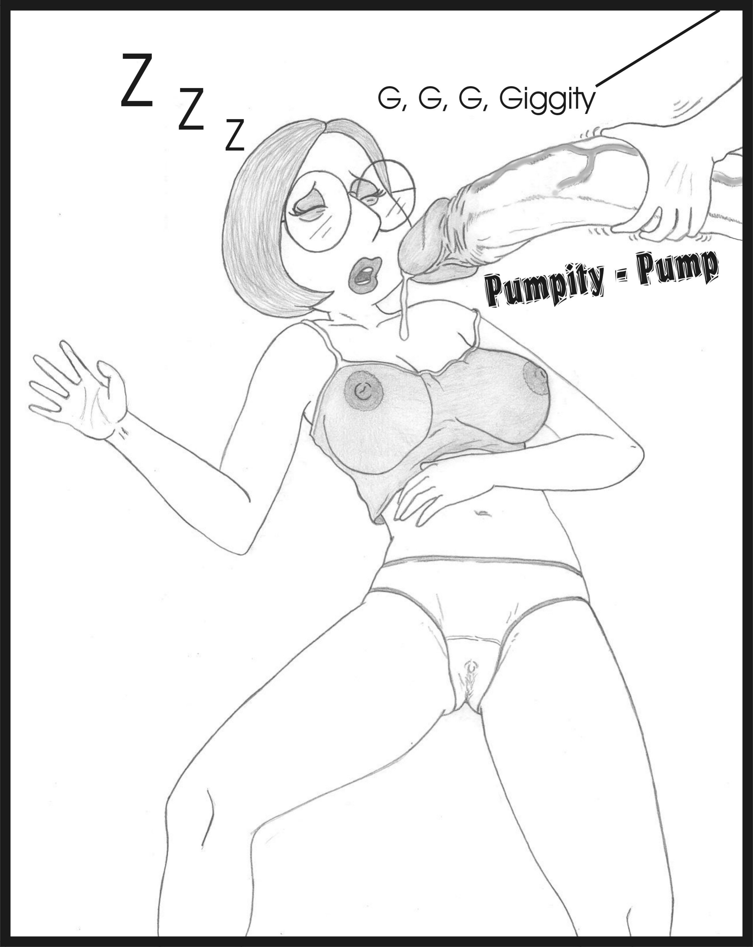 faceless male, family guy, female, glenn quagmire, imminent rape, male, meg griffin, monochrome, nipples, penis, sbb, sleeping, unconscious