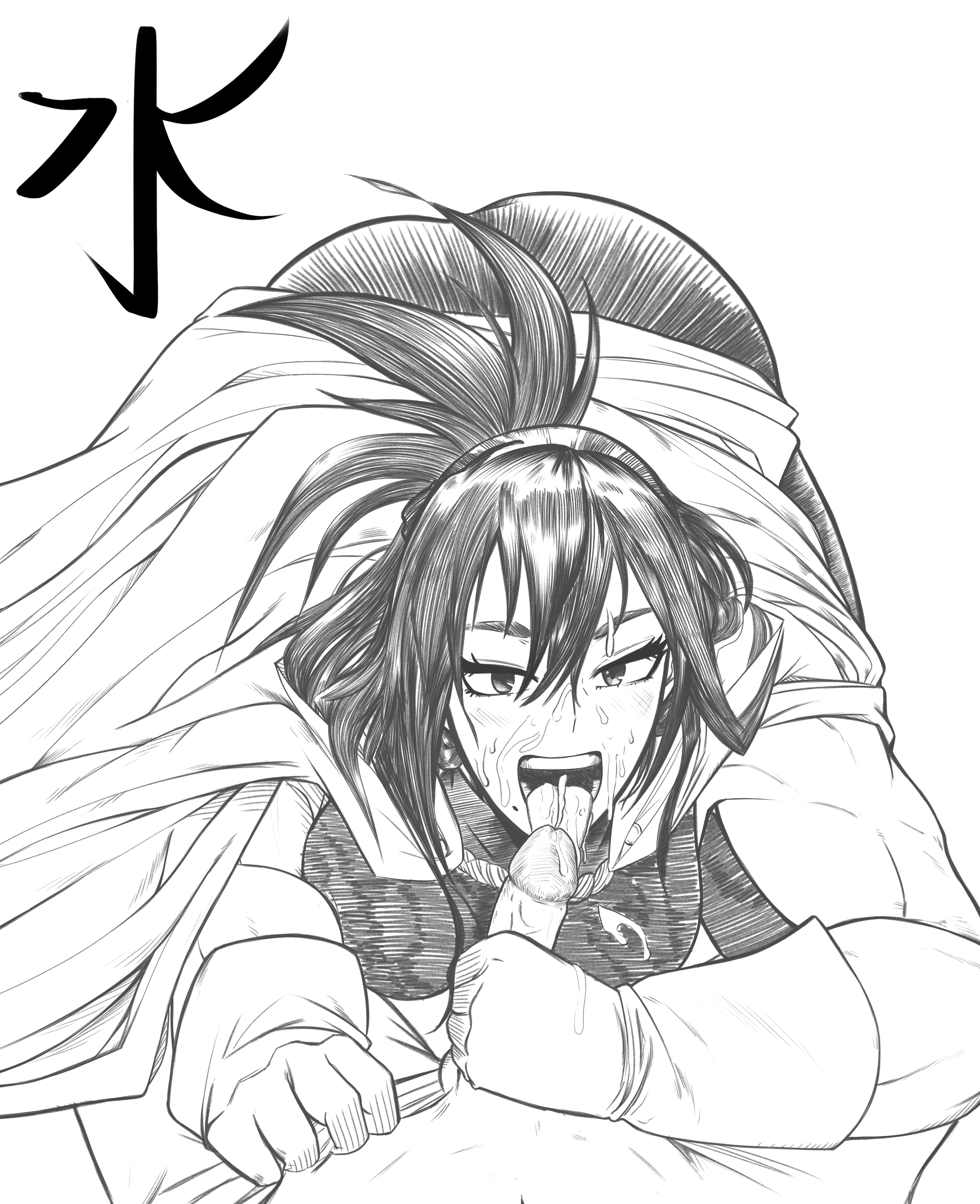 black and white, blowjob, boku no hero academia, breasts, cum, cum drip, cum in mouth, cum on breasts, cum on face, cumshot, female, first person view, izuku midoriya, looking at viewer, mizutori, mizutori (artist), monochrome, my hero academia, nana shimura, sketch