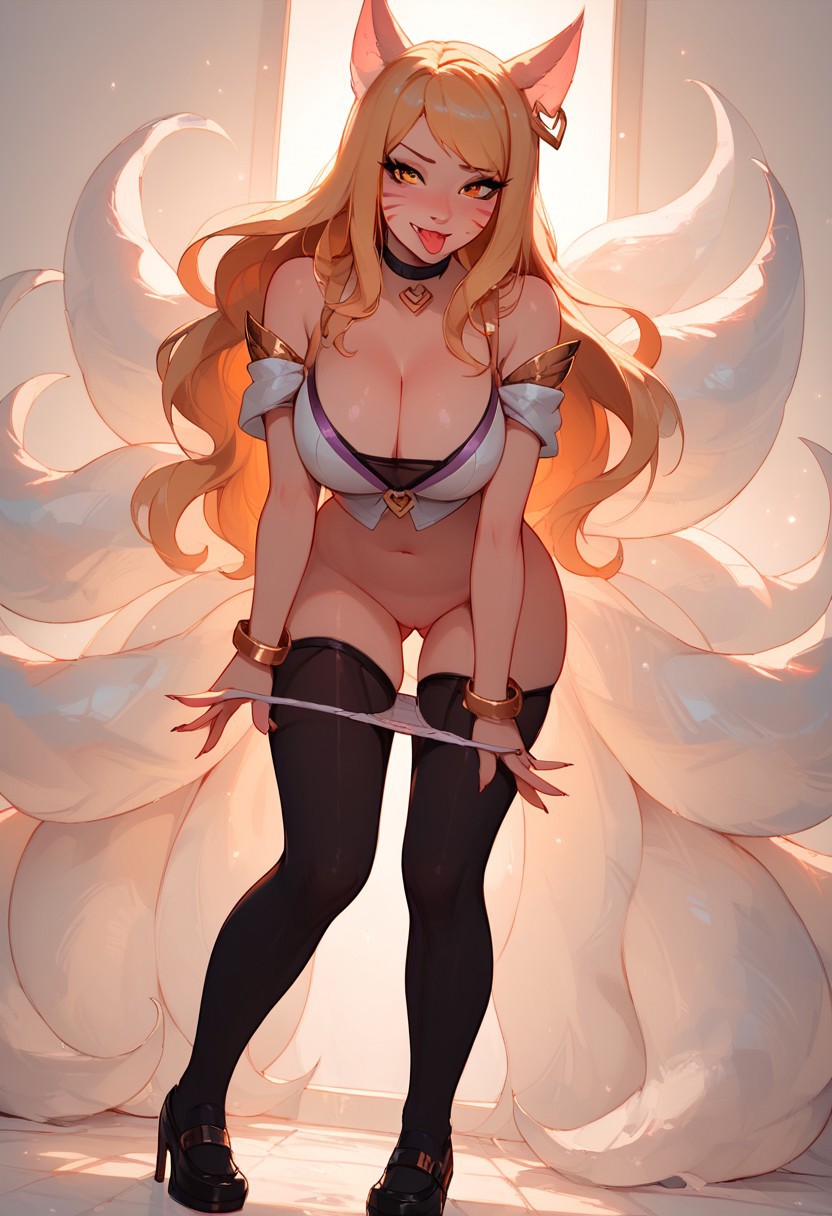 ahri, ahri (league of legends), ai assisted, ai generated, female, k/da ahri, league of legends, league of legends: wild rift, panties